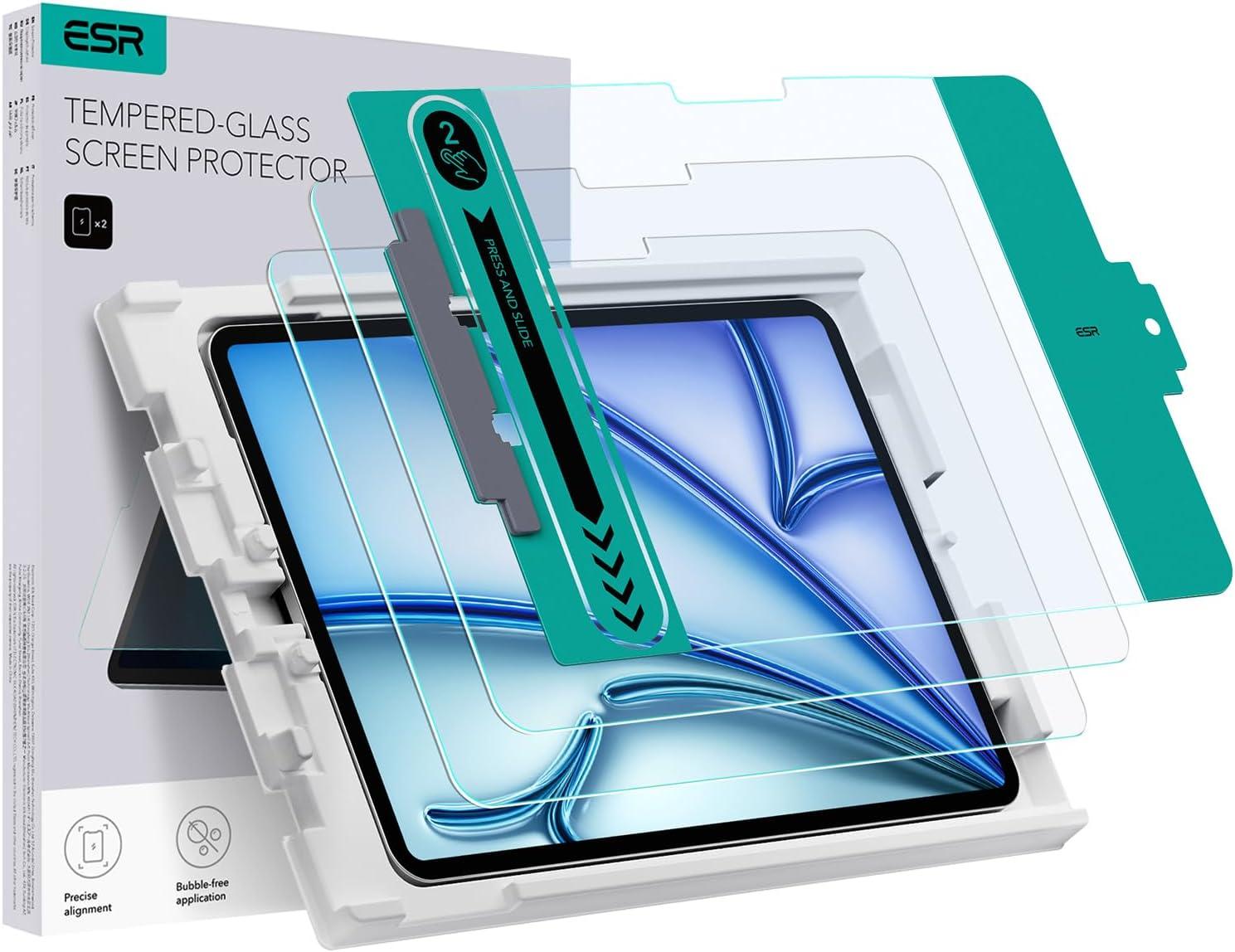 imageESR 2 Pack Screen Protector for iPad Pro 13 Inch M5M4 20252024 Tempered Glass Film with Easy Application Tray Scratch Resistant HD Clarity2 Pack with Flawless Fit Tray Classic