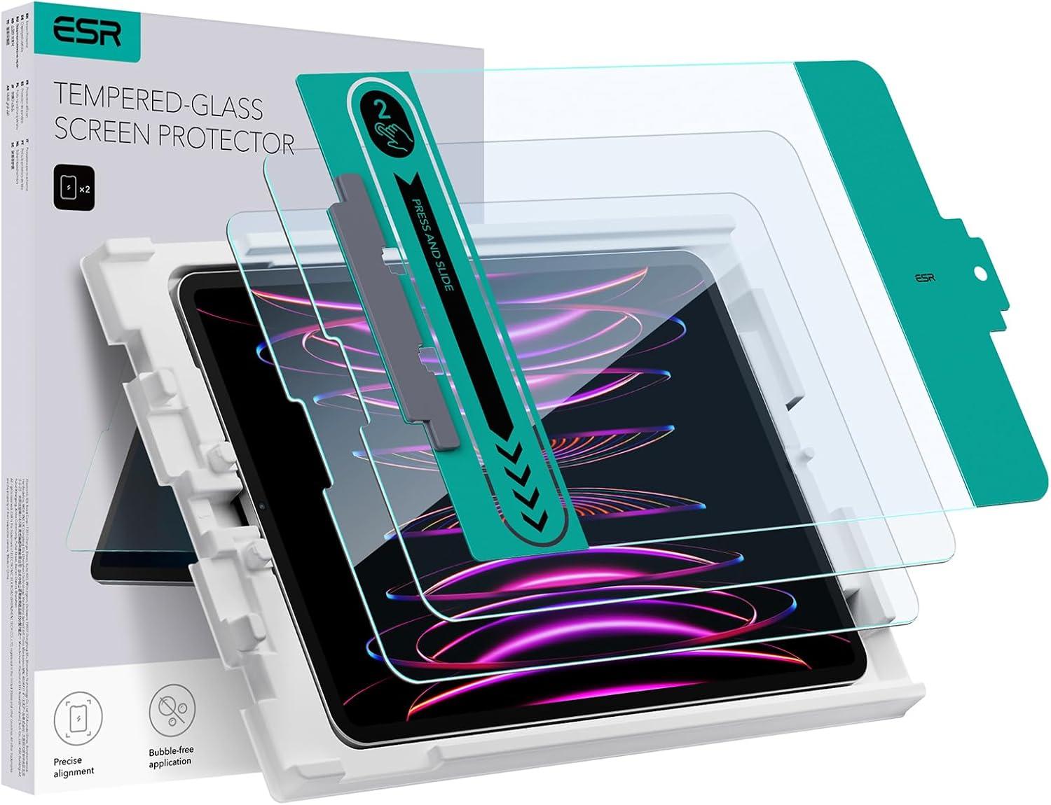 imageESR 2 Pack Screen Protector for iPad Pro 13 Inch M5M4 20252024 Tempered Glass Film with Easy Application Tray Scratch Resistant HD Clarity2 Pack with Flawless Fit Tray Classic