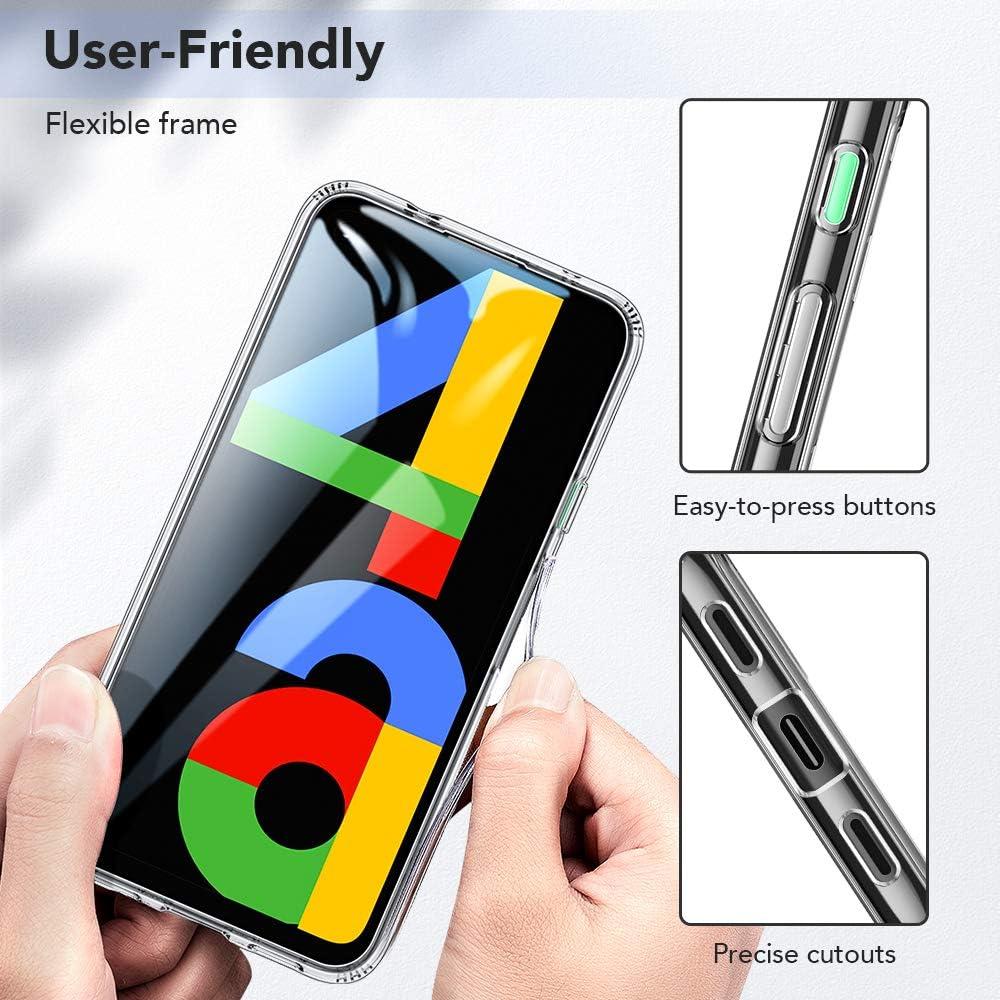 imageESR Google Pixel 4a Case 9H TemperedGlass Back Cover MilitaryGrade Drop Protection ScratchResistant Flexible TPU Bumper Hybrid Case Shockproof Slim Phone Cover Clear