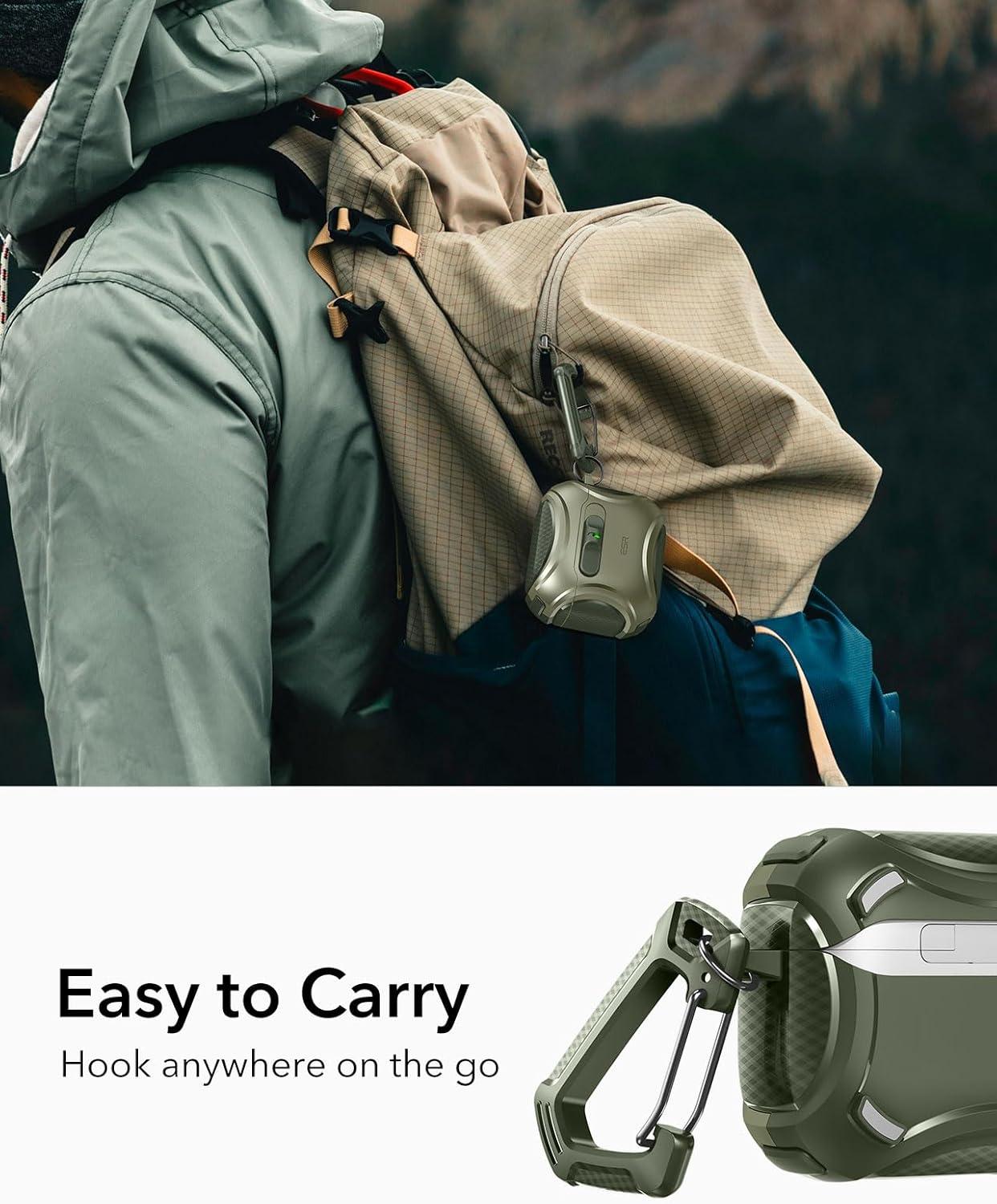 imageESR for AirPods 4 Case Compatible with AirPods 4 Generation Case 2024 USBC Compatible with MagSafe DropProof Lock Easy Open Cyber Series Army GreenArmy Green