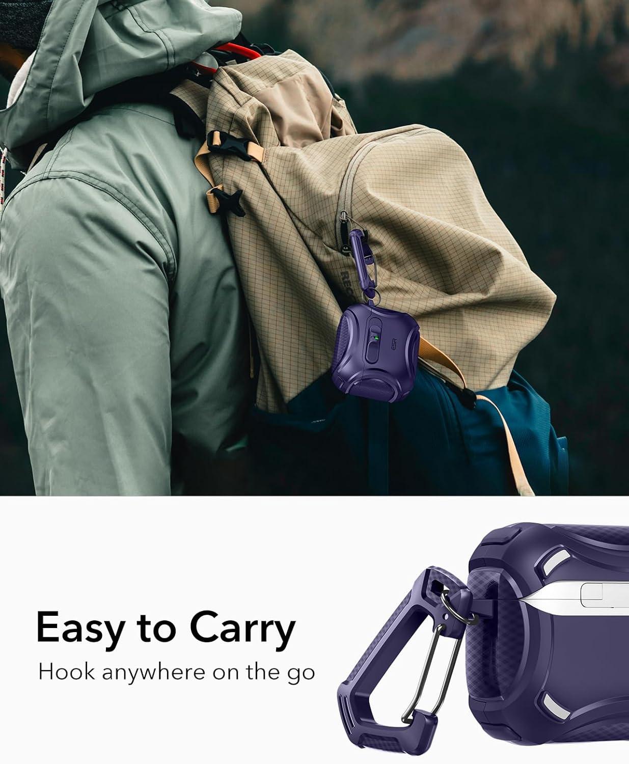imageESR for AirPods 4 Case Compatible with AirPods 4 Generation Case 2024 USBC Compatible with MagSafe DropProof Lock Easy Open Cyber Series Army GreenPurple