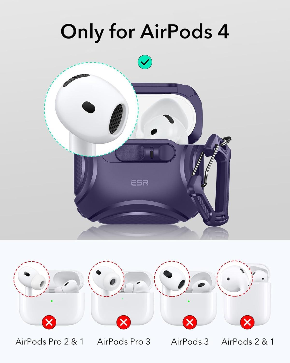 imageESR for AirPods 4 Case Compatible with AirPods 4 Generation Case 2024 USBC Compatible with MagSafe DropProof Lock Easy Open Cyber Series Army GreenPurple