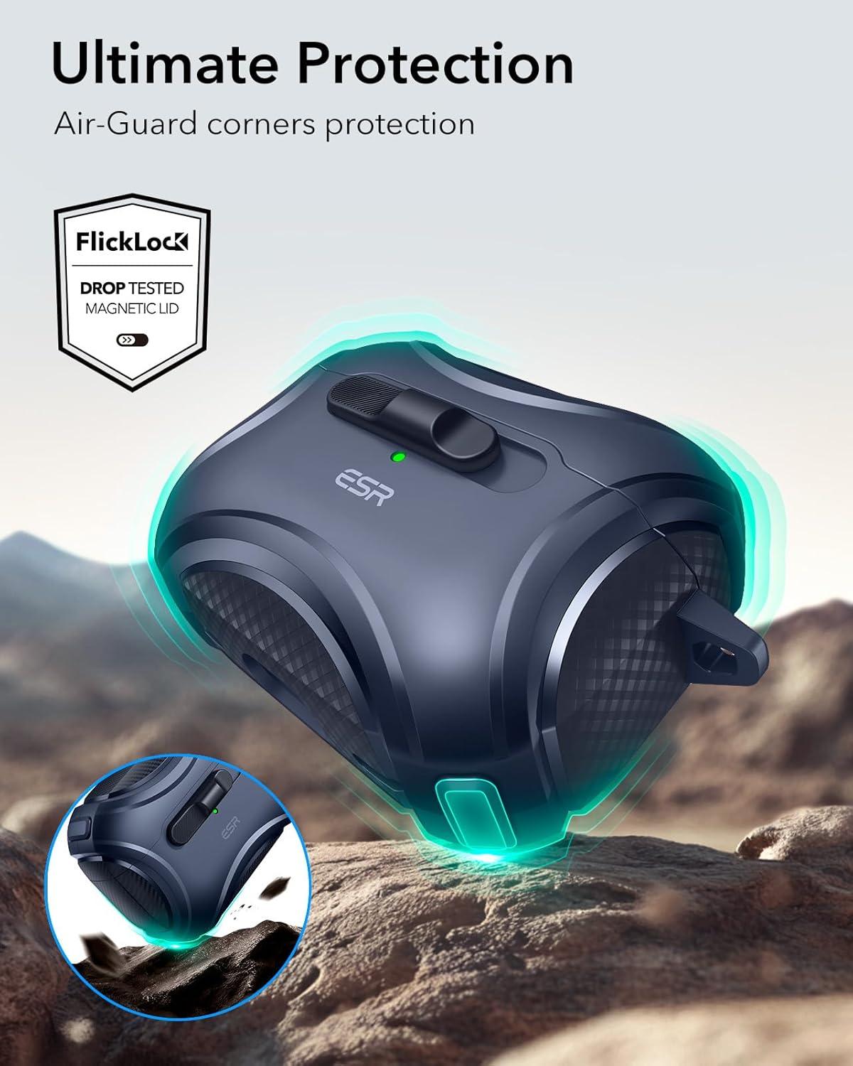 imageESR for AirPods Pro 2 Case 202320222019 2nd1st Gen Compatible with AirPods Pro 2nd Generation USBCLightning Cable Effortless MagSafe DropProof Lock Easy Open Cyber Series Black 2023 2022 2019 2nd Gen 1st Gen USBCBlue