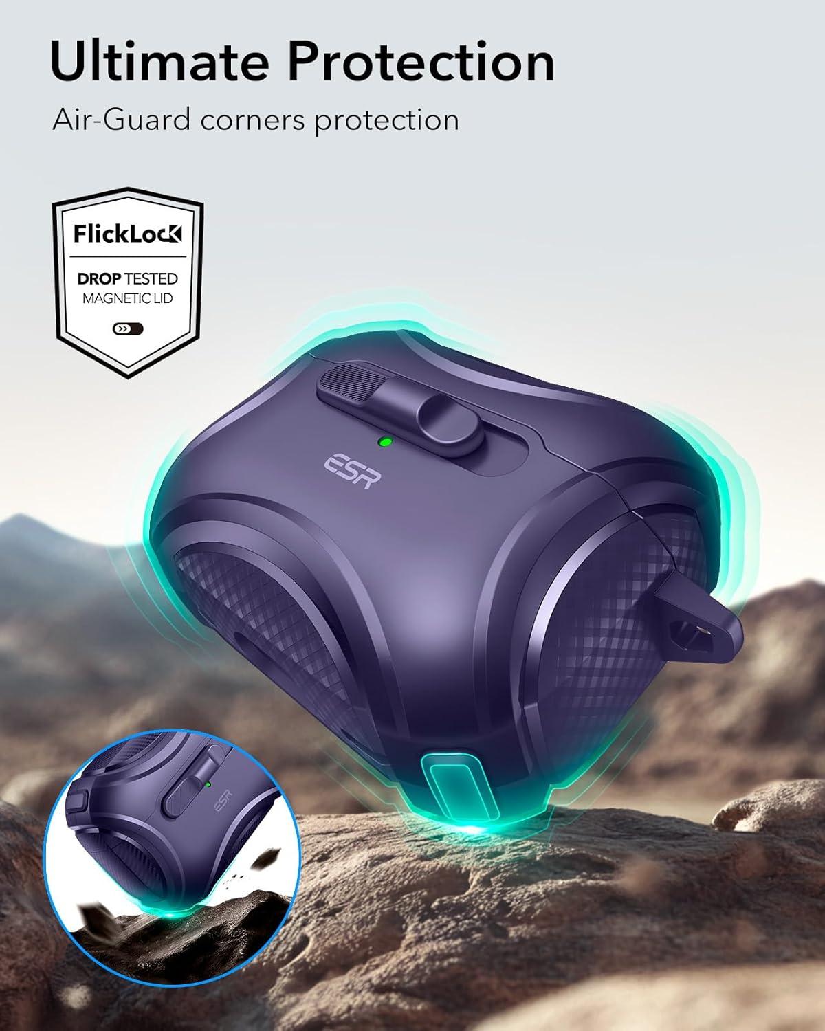 imageESR for AirPods Pro 2 Case 202320222019 2nd1st Gen Compatible with AirPods Pro 2nd Generation USBCLightning Cable Effortless MagSafe DropProof Lock Easy Open Cyber Series Black 2023 2022 2019 2nd Gen 1st Gen USBCPurple