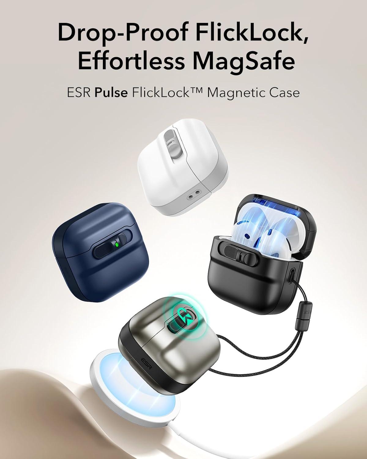 imageESR for AirPods Pro Case 202320222019 2nd1st Gen Compatible with Airpods Pro 2 USBCLightning Cable MagSafe Ready Magnetic Lid Lock Full Drop Protection Cover with Lanyard BlackBlue