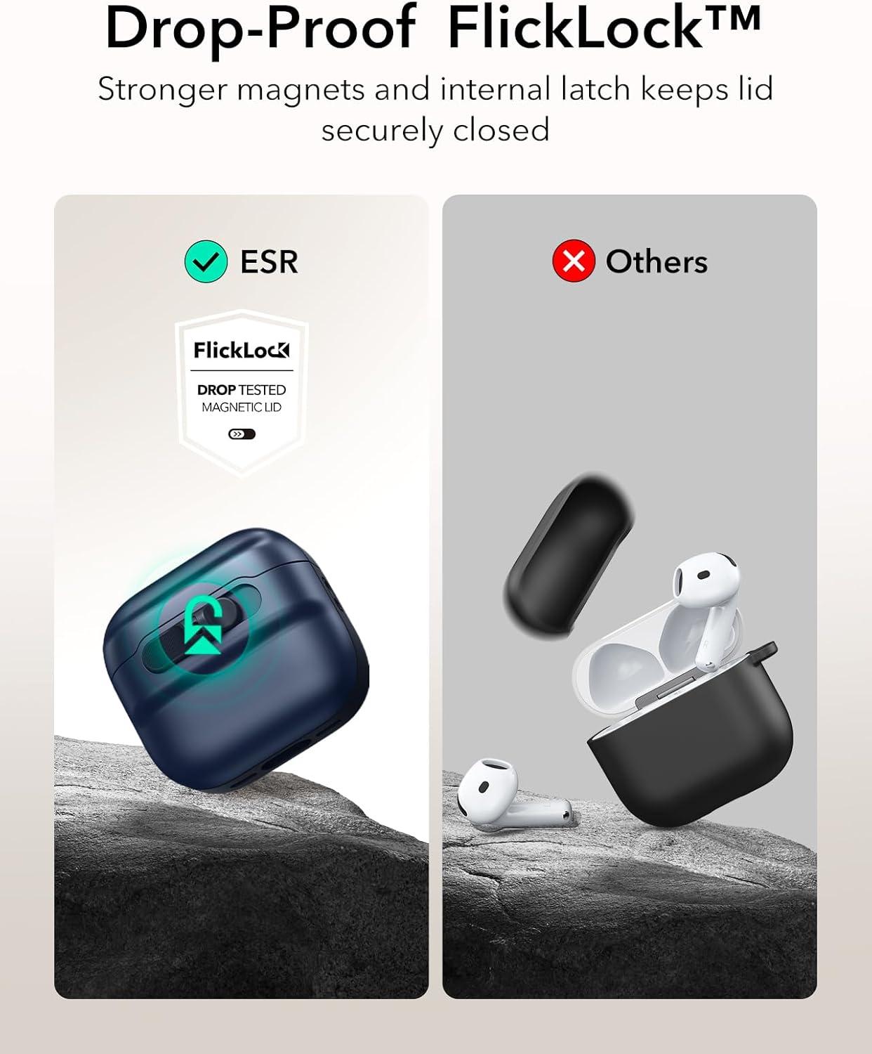 imageESR for AirPods Pro Case 202320222019 2nd1st Gen Compatible with Airpods Pro 2 USBCLightning Cable MagSafe Ready Magnetic Lid Lock Full Drop Protection Cover with Lanyard BlackBlue