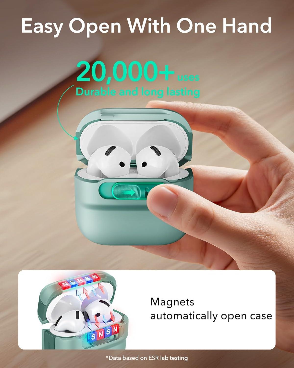imageESR for AirPods Pro Case 202320222019 2nd1st Gen Compatible with Airpods Pro 2 USBCLightning Cable MagSafe Ready Magnetic Lid Lock Full Drop Protection Cover with Lanyard BlackGreen