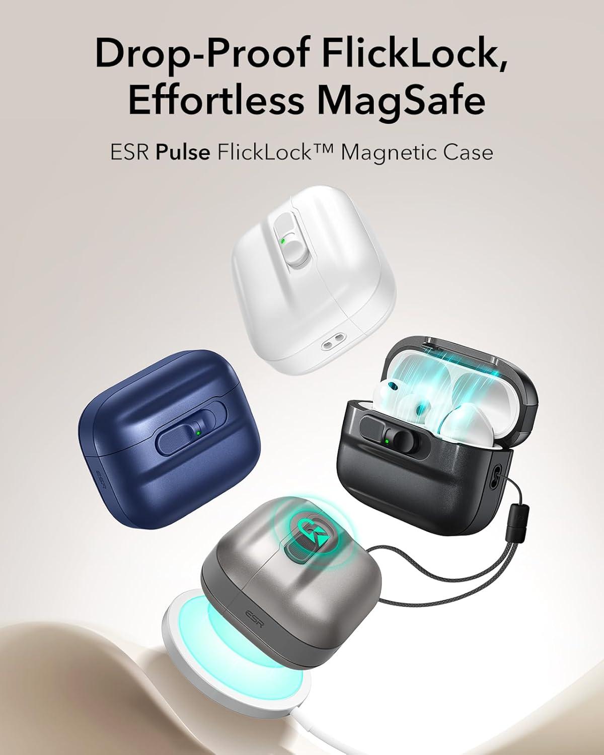 imageESR for AirPods Pro Case 202320222019 2nd1st Gen Compatible with Airpods Pro 2 USBCLightning Cable MagSafe Ready Magnetic Lid Lock Full Drop Protection Cover with Lanyard BlackBlue