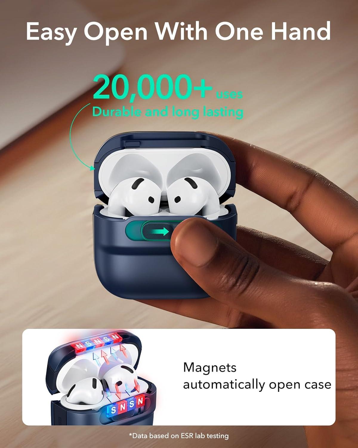 imageESR for AirPods Pro Case 202320222019 2nd1st Gen Compatible with Airpods Pro 2 USBCLightning Cable MagSafe Ready Magnetic Lid Lock Full Drop Protection Cover with Lanyard BlackBlue