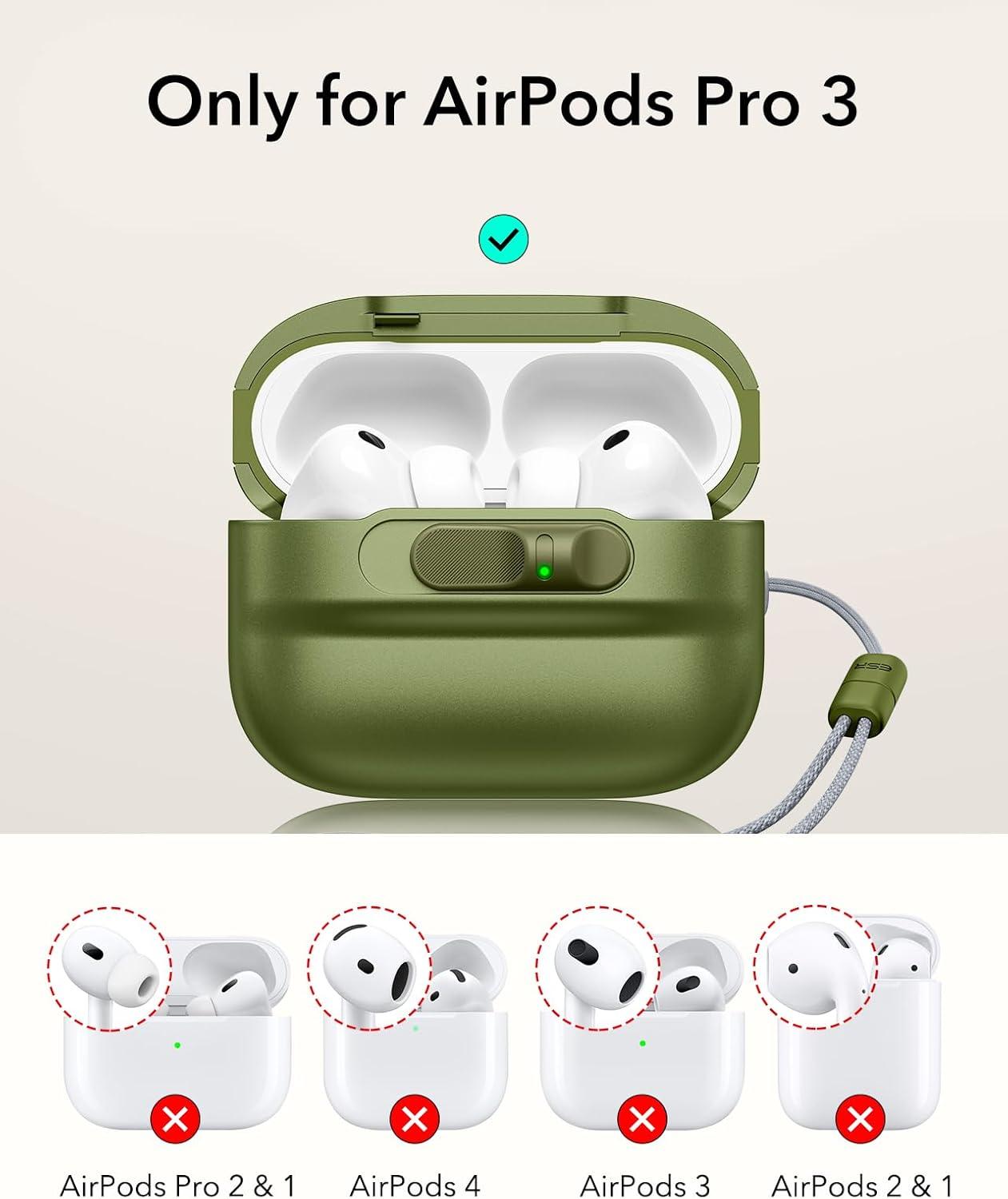 imageESR for AirPods Pro Case 202320222019 2nd1st Gen Compatible with Airpods Pro 2 USBCLightning Cable MagSafe Ready Magnetic Lid Lock Full Drop Protection Cover with Lanyard BlackGreen