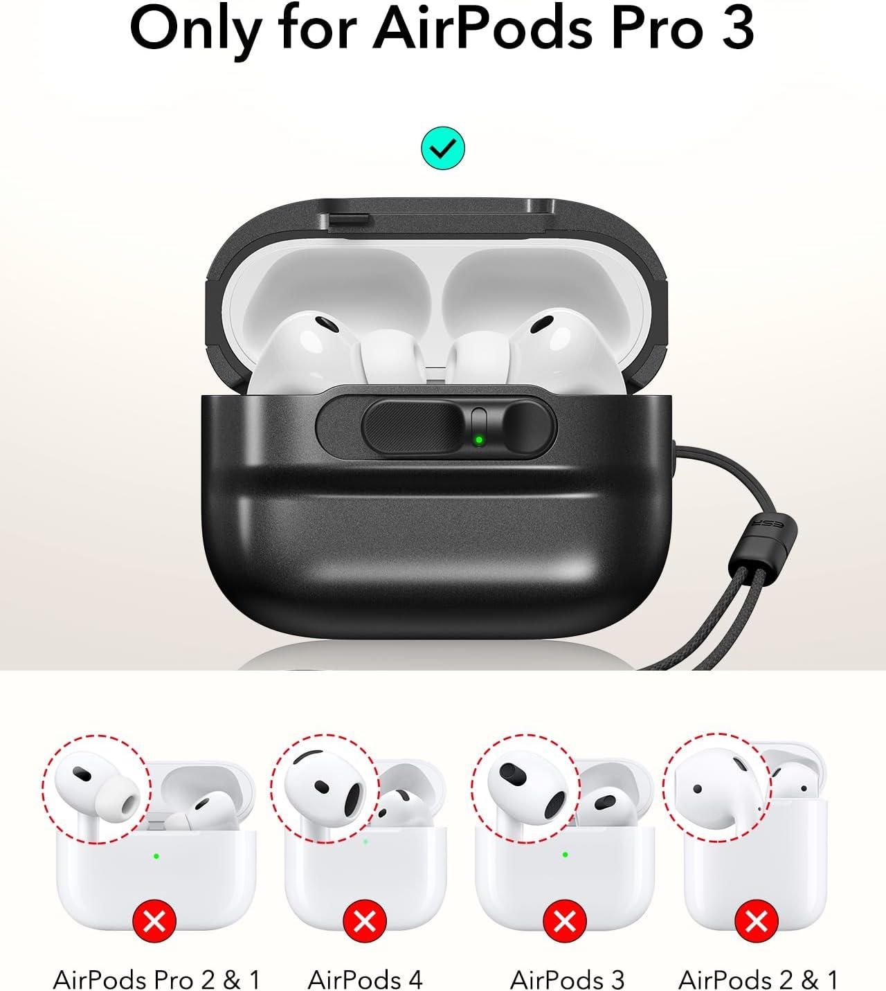 imageESR for AirPods Pro Case 202320222019 2nd1st Gen Compatible with Airpods Pro 2 USBCLightning Cable MagSafe Ready Magnetic Lid Lock Full Drop Protection Cover with Lanyard BlackBlack