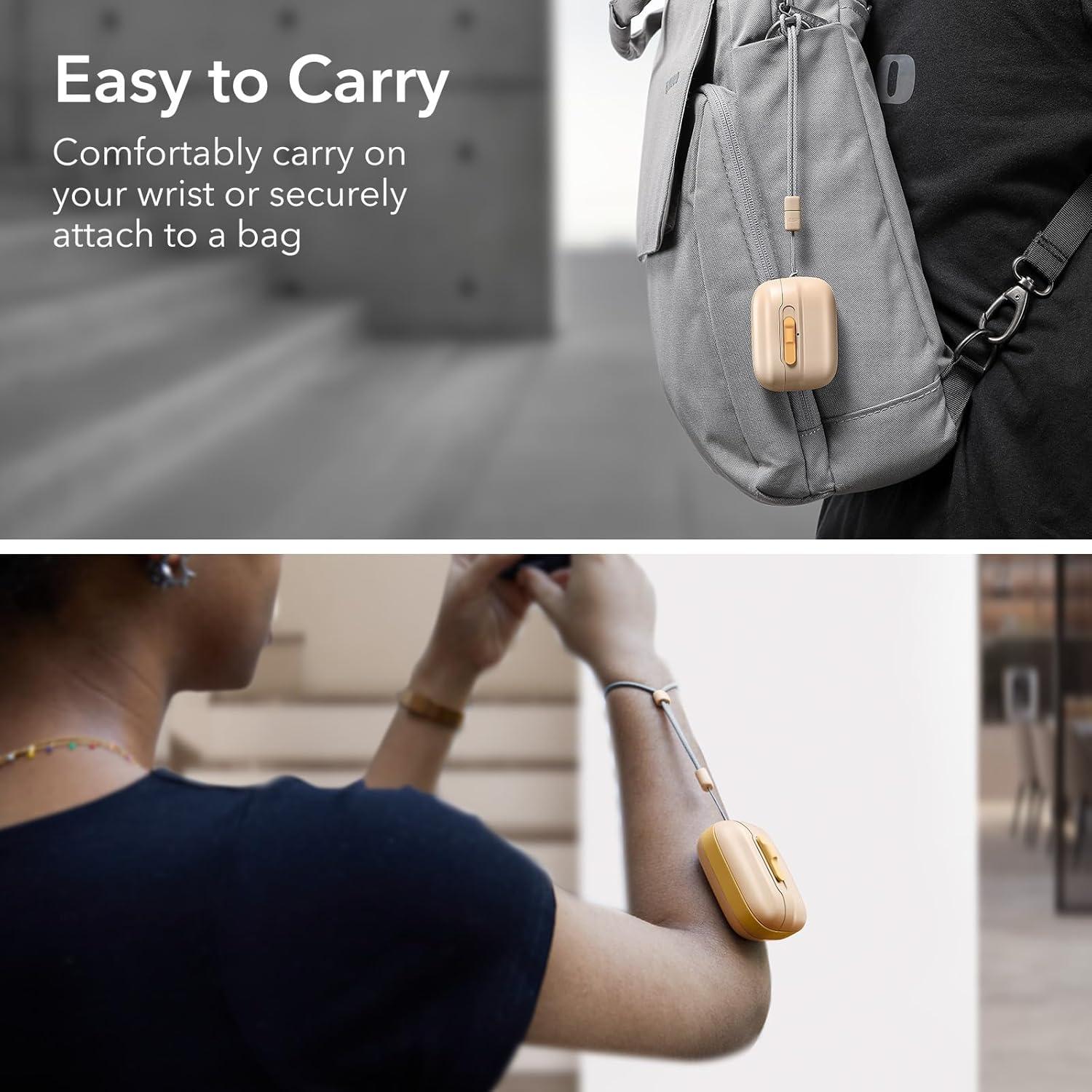 imageESR for AirPods Pro Case 202320222019 2nd1st Gen Compatible with Airpods Pro 2 USBCLightning Cable MagSafe Ready Magnetic Lid Lock Full Drop Protection Cover with Lanyard BlackYellow