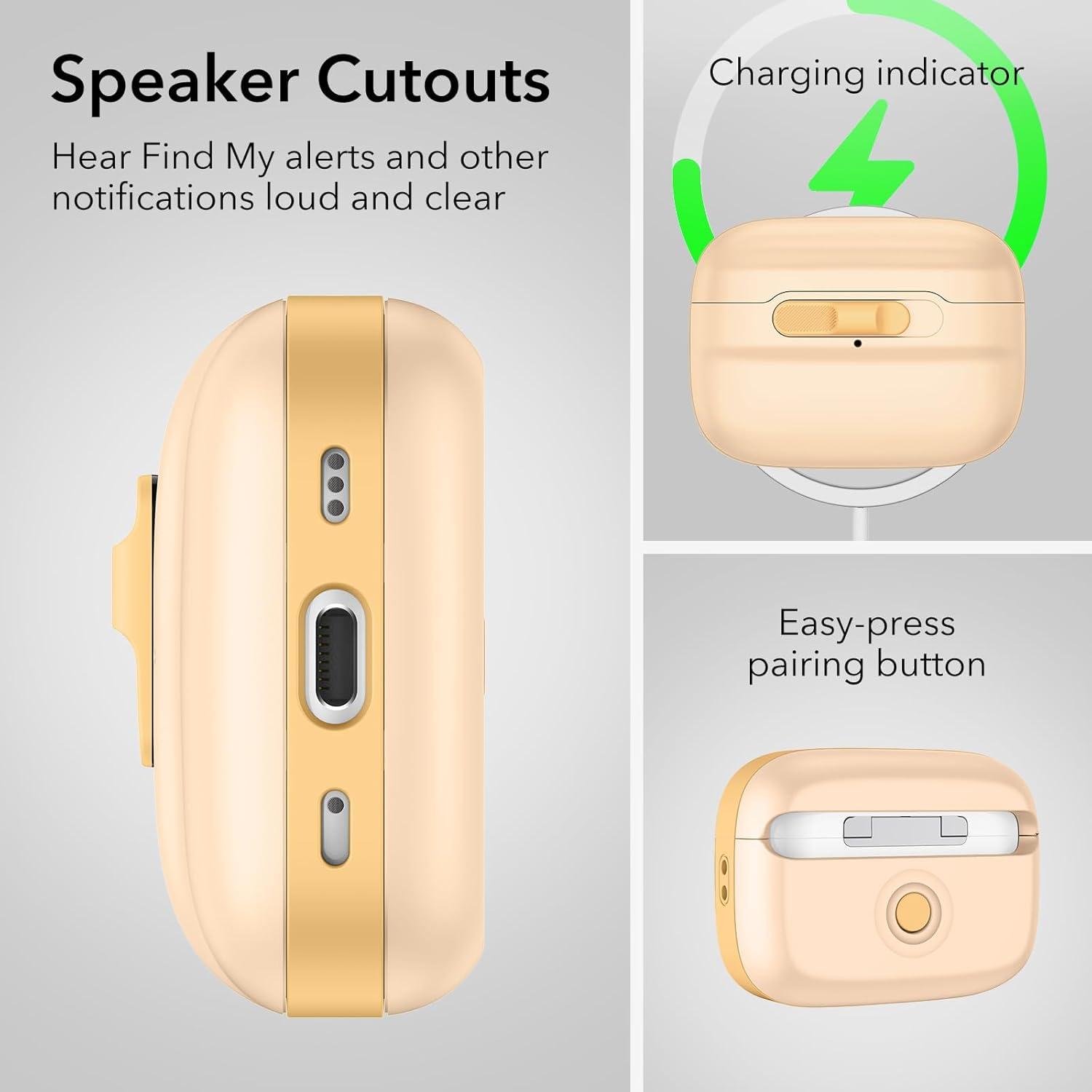 imageESR for AirPods Pro Case 202320222019 2nd1st Gen Compatible with Airpods Pro 2 USBCLightning Cable MagSafe Ready Magnetic Lid Lock Full Drop Protection Cover with Lanyard BlackYellow