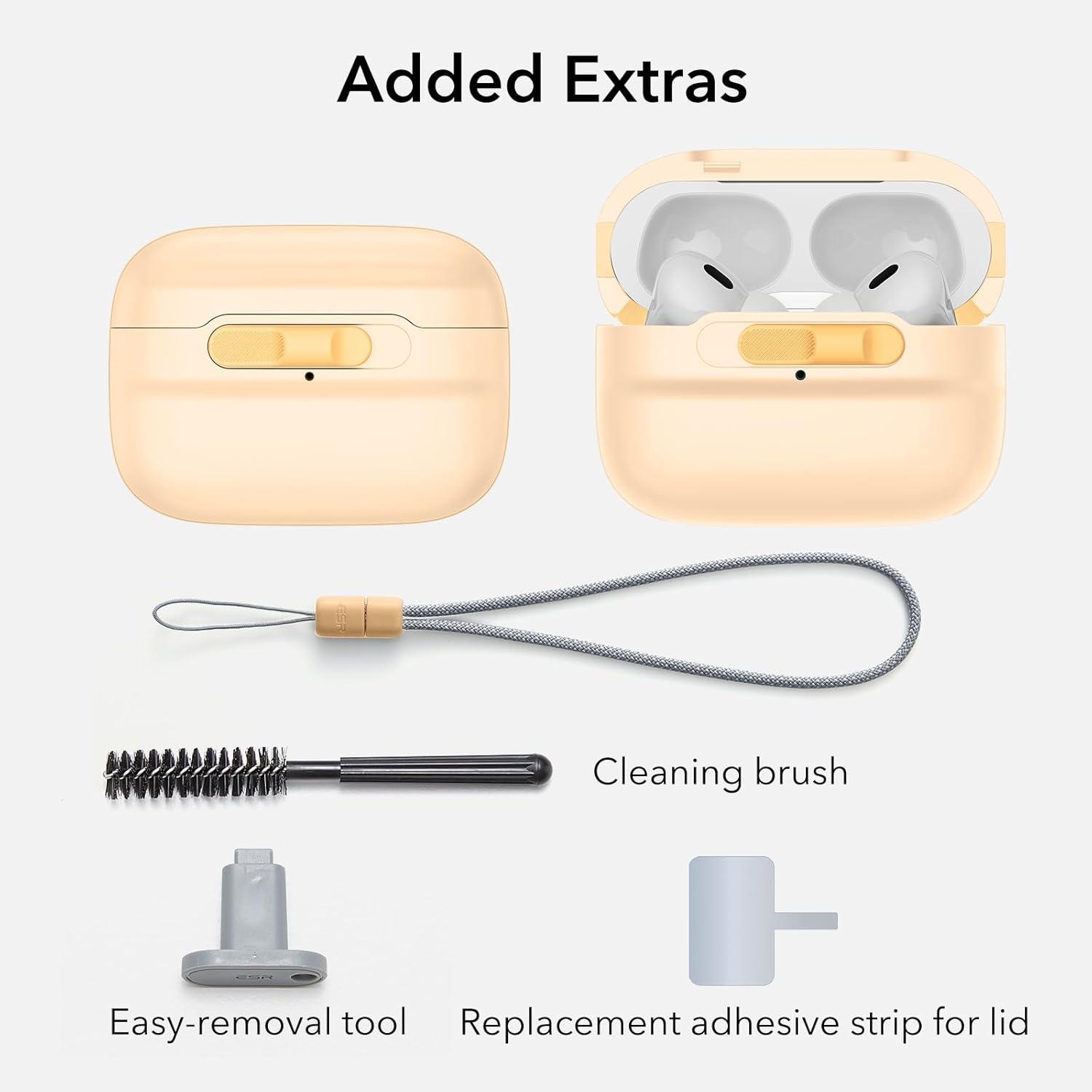 imageESR for AirPods Pro Case 202320222019 2nd1st Gen Compatible with Airpods Pro 2 USBCLightning Cable MagSafe Ready Magnetic Lid Lock Full Drop Protection Cover with Lanyard BlackYellow