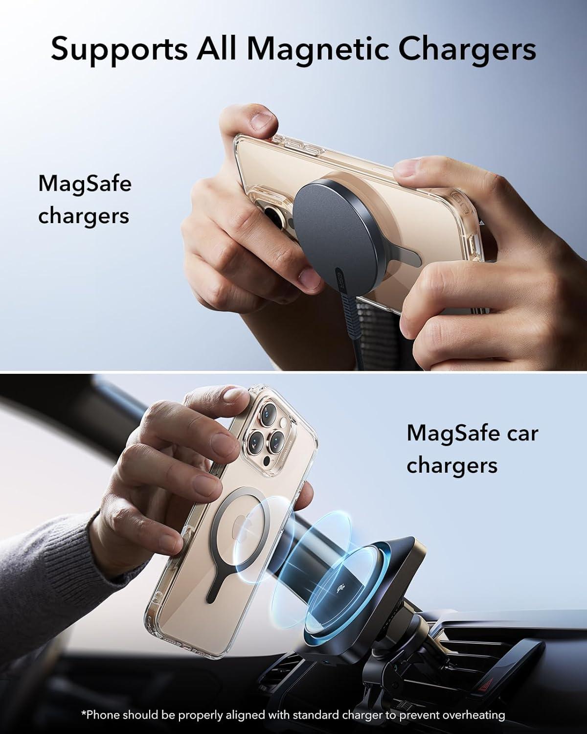 imageESR for MagSafe Sticker MagSafe Ring 2 Pack Magnetic Metal Ring Universal Wireless Charger Conversion Kit for iPhone 171616e1514131211 Galaxy S24S23S22 Google Dark BlueBlack White 4 Pack