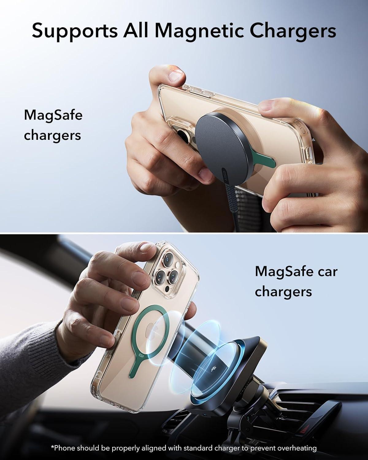 imageESR for MagSafe Sticker MagSafe Ring 2 Pack Magnetic Metal Ring Universal Wireless Charger Conversion Kit for iPhone 171616e1514131211 Galaxy S24S23S22 Google Dark BlueGreen 2 Pack
