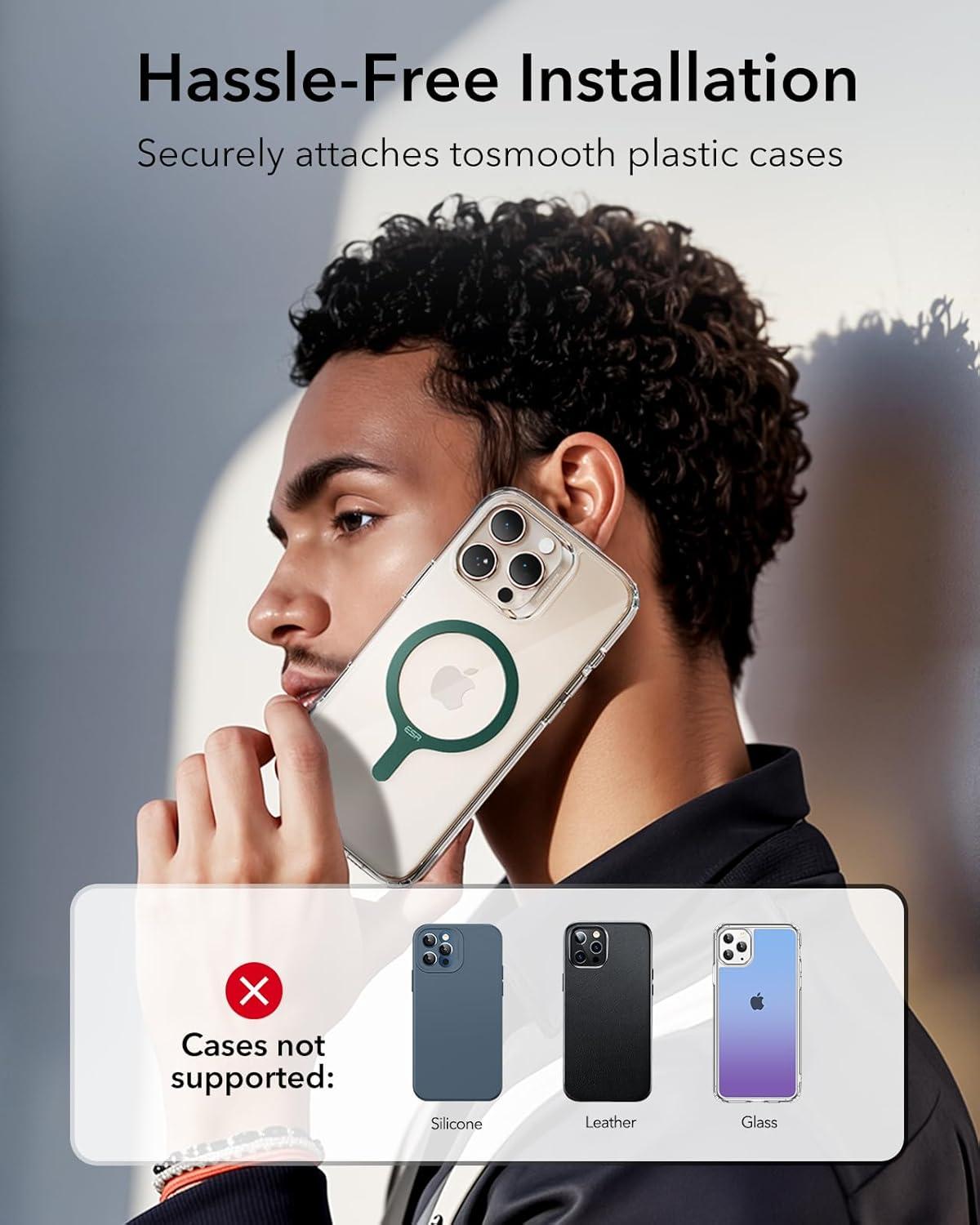 imageESR for MagSafe Sticker MagSafe Ring 2 Pack Magnetic Metal Ring Universal Wireless Charger Conversion Kit for iPhone 171616e1514131211 Galaxy S24S23S22 Google Dark BlueGreen 2 Pack