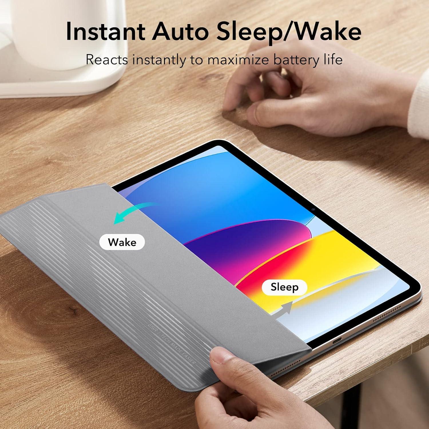 imageESR for iPad A16 11th10th Generation Case20252022109 Inch Convenient Magnetic Attachment TwoWay Trifold Stand Lightweight Protection Auto SleepWake Rebound Series BlackGrey