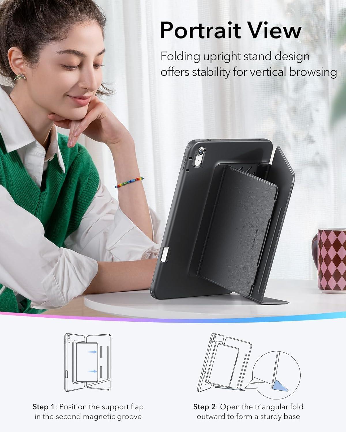 imageESR for iPad A16 Case iPad 11th10th Generation Case 20252022 Vertical Stand Cover Multi Stand Angles UltraStable Cover with Pencil Holder Flip Series Black 20252022 Multi Stand Angles UltraStable Cover with Pencil Holder BlackBlack