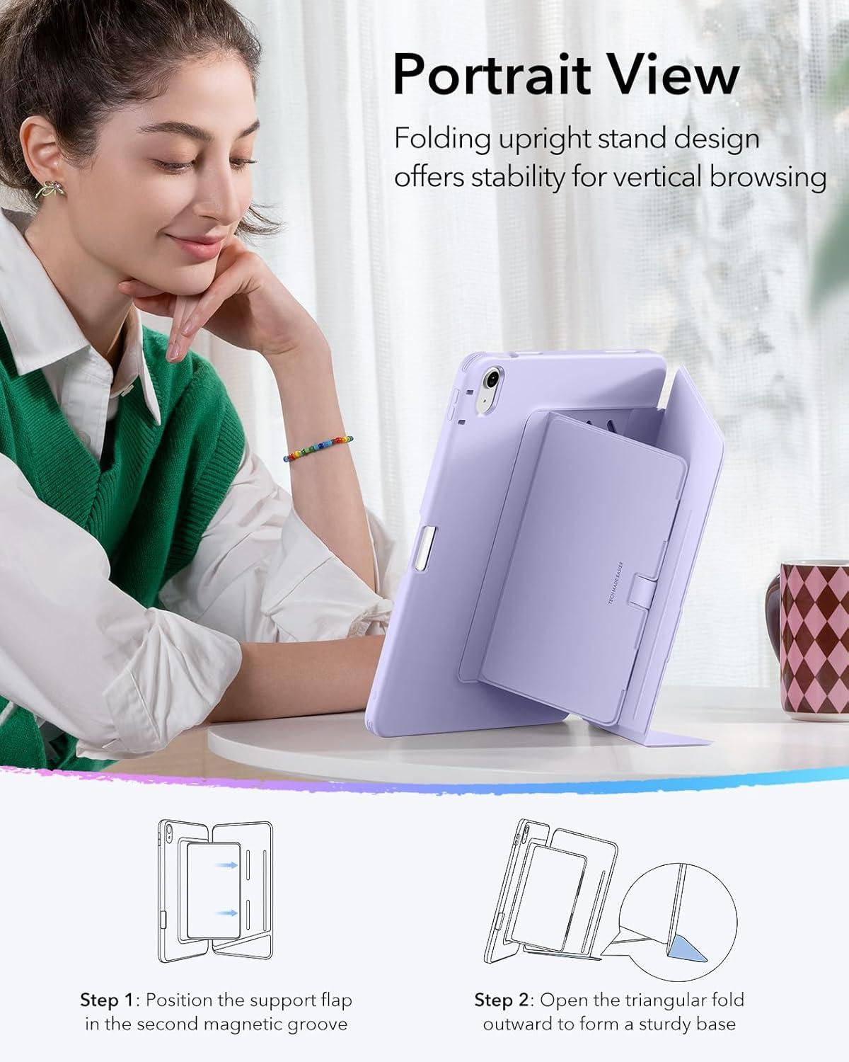 imageESR for iPad A16 Case iPad 11th10th Generation Case 20252022 Vertical Stand Cover Multi Stand Angles UltraStable Cover with Pencil Holder Flip Series Black 20252022 Multi Stand Angles UltraStable Cover with Pencil Holder BlackPurple