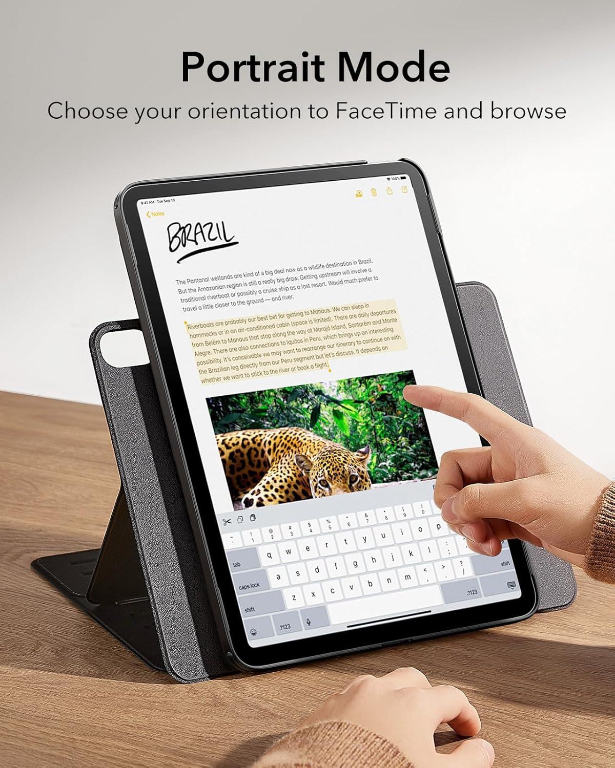 imageESR for iPad Air 13 Inch Case 20252024 M3M2 Removable Magnetic Cover Adjustable PortraitLandscape Stand with Raised Screen View 9 Standing Angles Shift Series BrownDurable Black