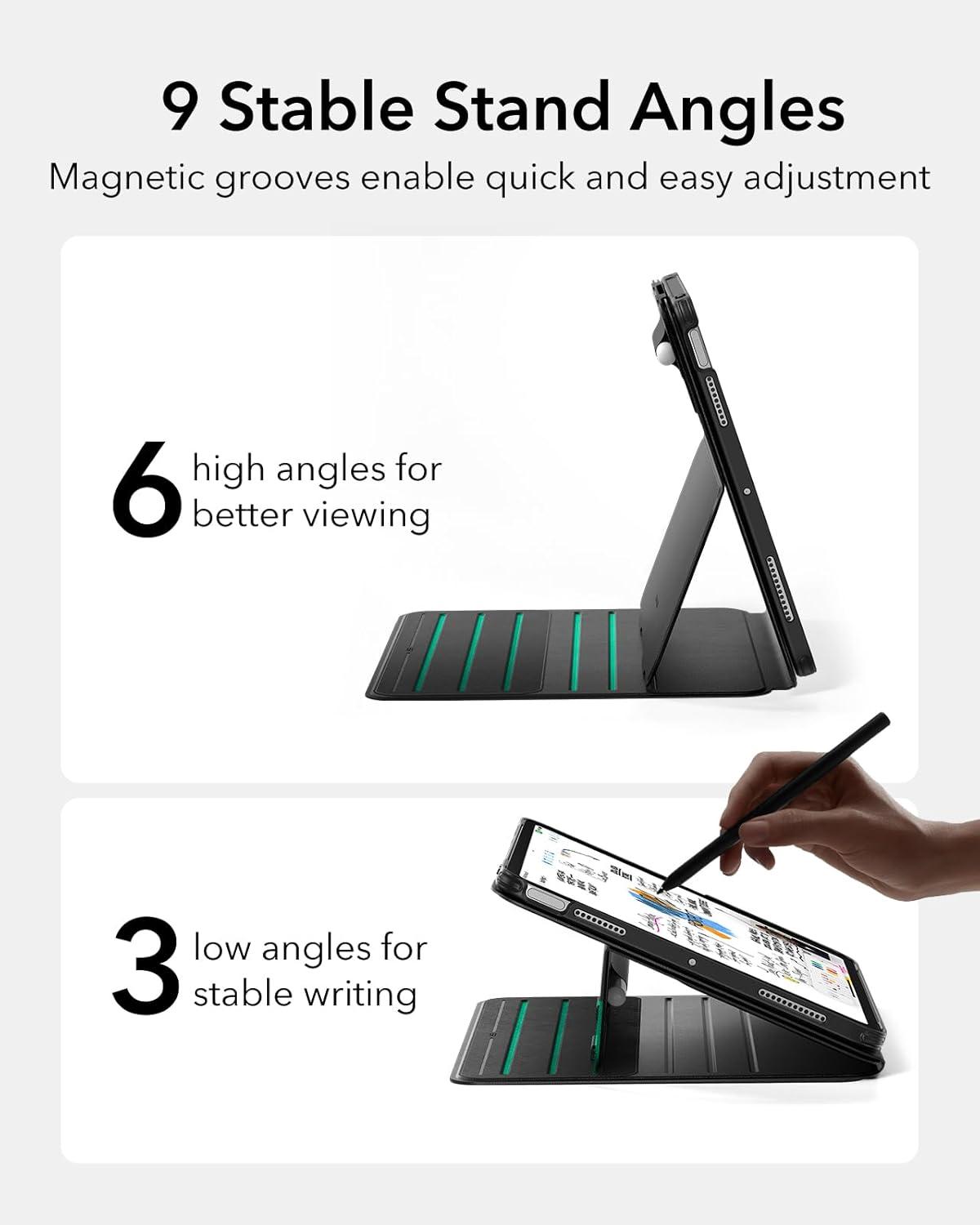 imageESR for iPad Air 13 Inch Case 20252024 M3M2 Removable Magnetic Cover Adjustable PortraitLandscape Stand with Raised Screen View 9 Standing Angles Shift Series BrownDurable Black