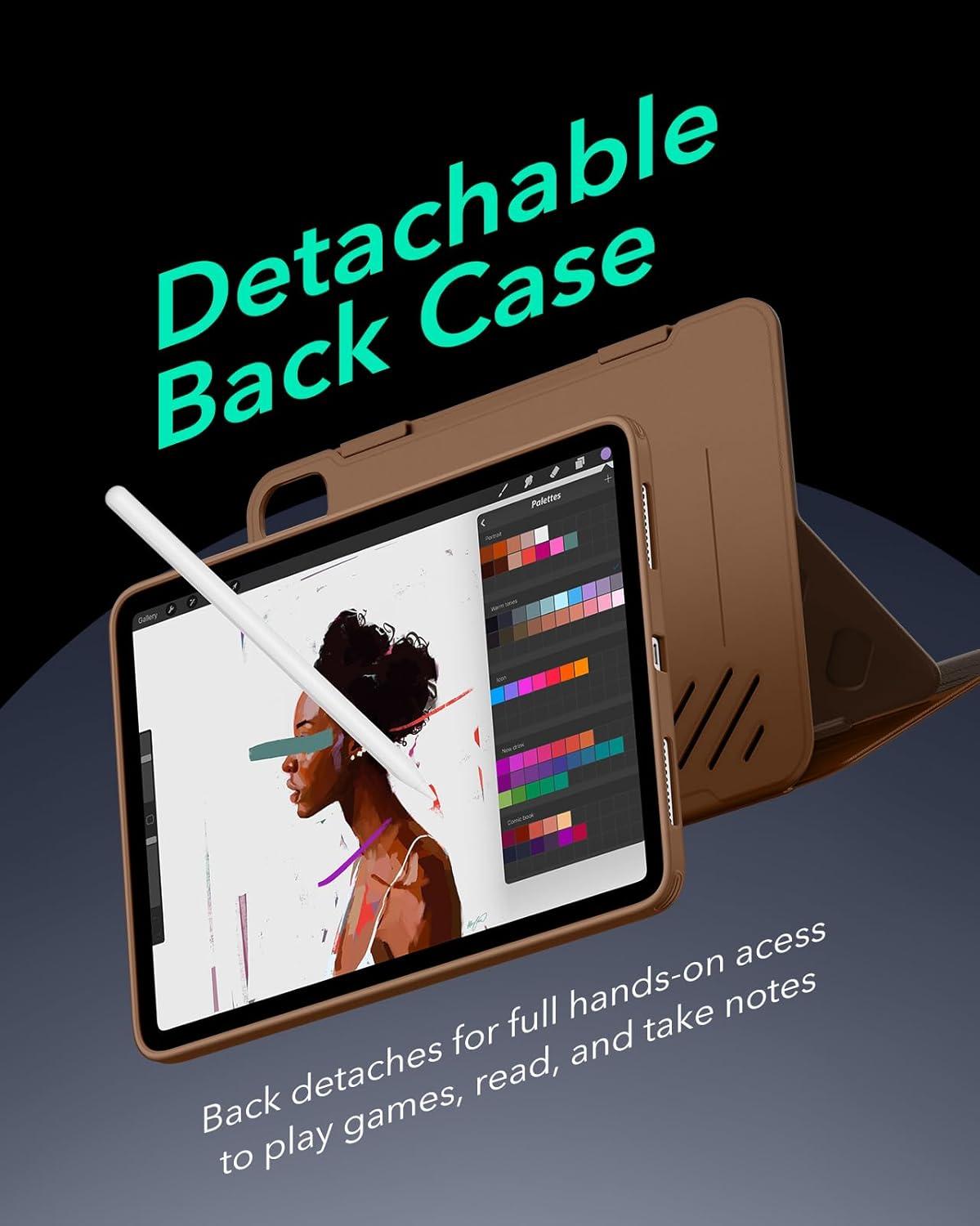 imageESR for iPad Air 13 Inch Case 20252024 M3M2 Removable Magnetic Cover Adjustable PortraitLandscape Stand with Raised Screen View 9 Standing Angles Shift Series BrownBrown