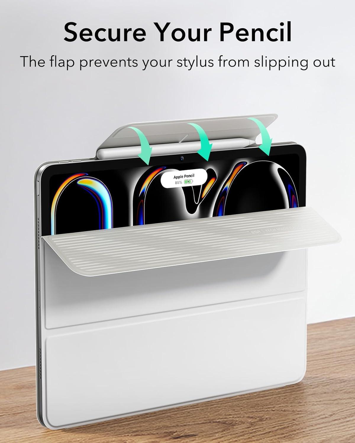 imageESR for iPad Pro 13 Inch Case M5M4 20252024 Powerful Magnetic Attachment Slim Trifold Stand Case Supports Pencil Pro amp PencilUSBC Auto WakeSleep Rebound Series GreenBrilliant White