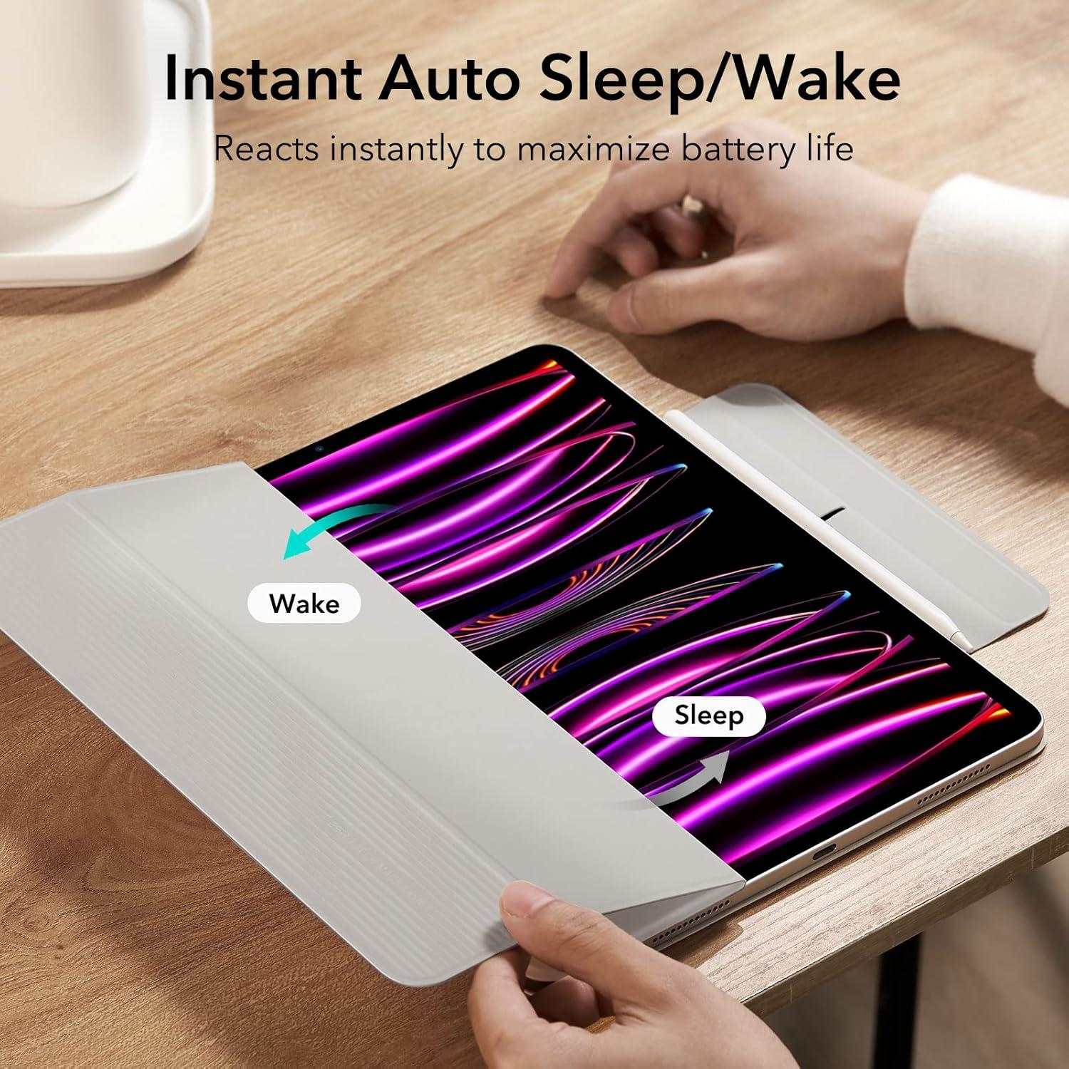 imageESR for iPad Pro 13 Inch Case M5M4 20252024 Powerful Magnetic Attachment Slim Trifold Stand Case Supports Pencil Pro amp PencilUSBC Auto WakeSleep Rebound Series GreenBrilliant White