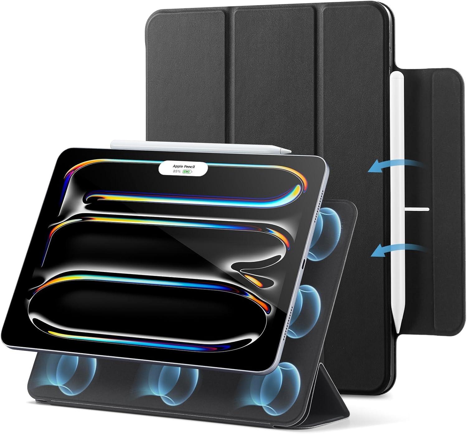 imageESR for iPad Pro 13 Inch Case M5M4 20252024 Powerful Magnetic Attachment Slim Trifold Stand Case Supports Pencil Pro amp PencilUSBC Auto WakeSleep Rebound Series GreenBlack