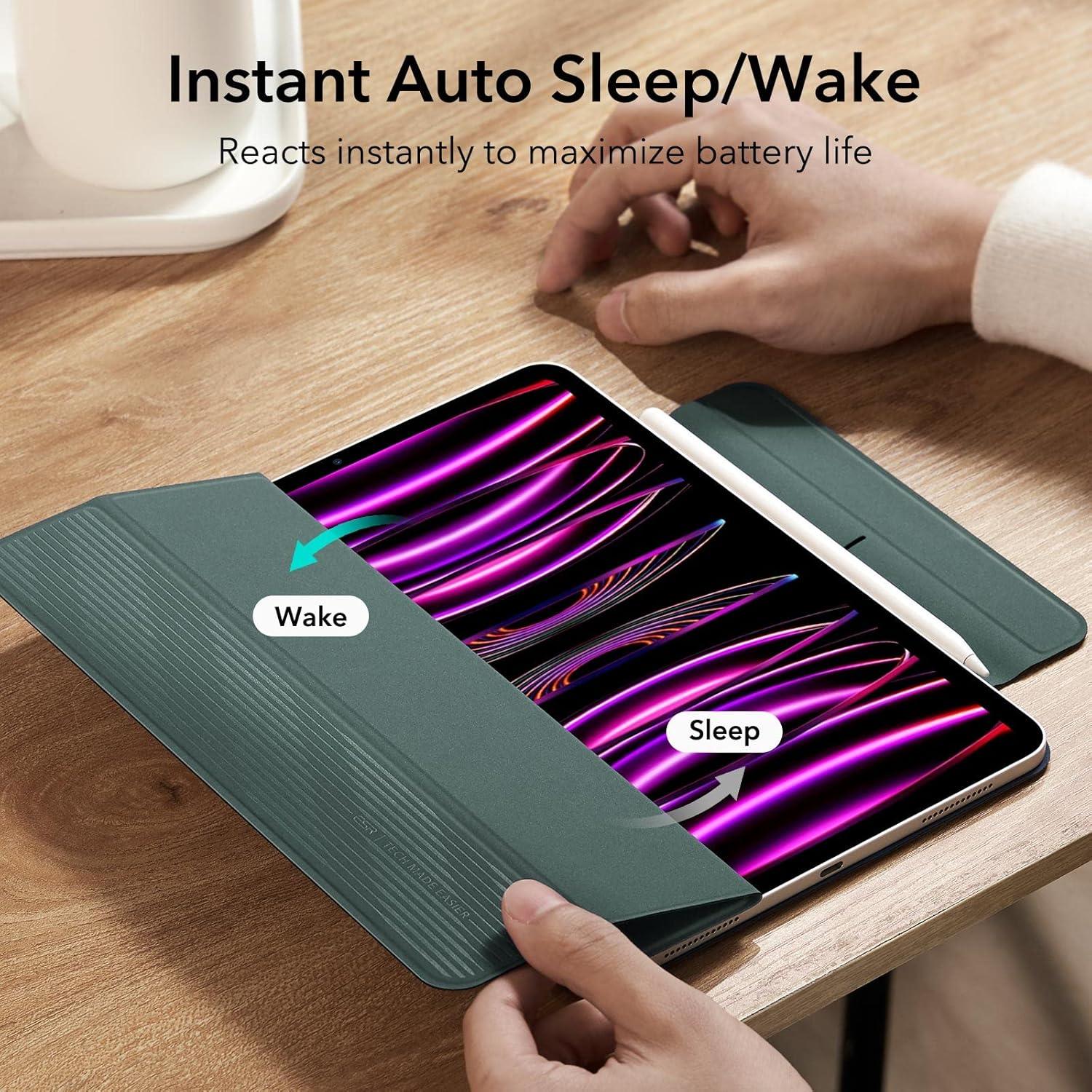imageESR for iPad Pro 13 Inch Case M5M4 20252024 Powerful Magnetic Attachment Slim Trifold Stand Case Supports Pencil Pro amp PencilUSBC Auto WakeSleep Rebound Series GreenGreen