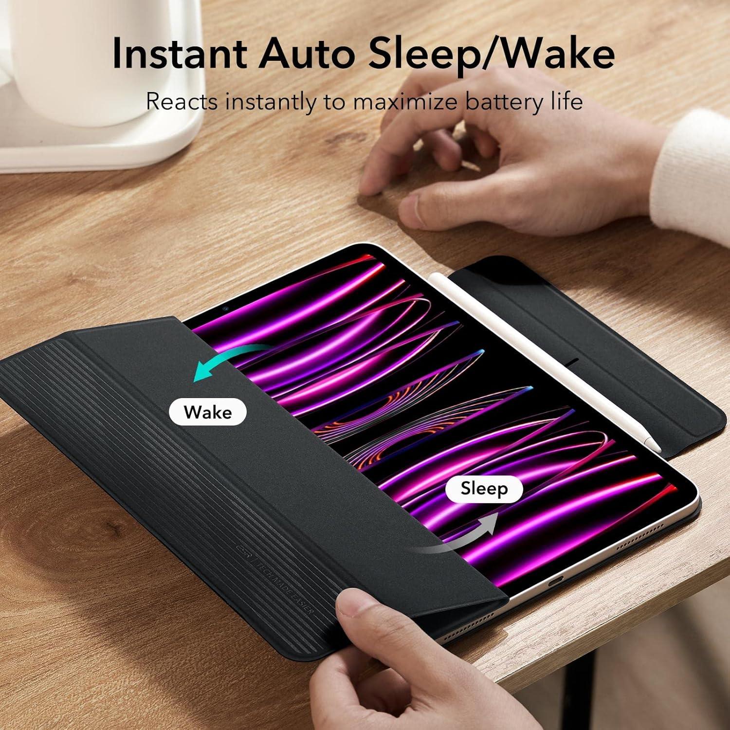 imageESR for iPad Pro 13 Inch Case M5M4 20252024 Powerful Magnetic Attachment Slim Trifold Stand Case Supports Pencil Pro amp PencilUSBC Auto WakeSleep Rebound Series GreenBlack