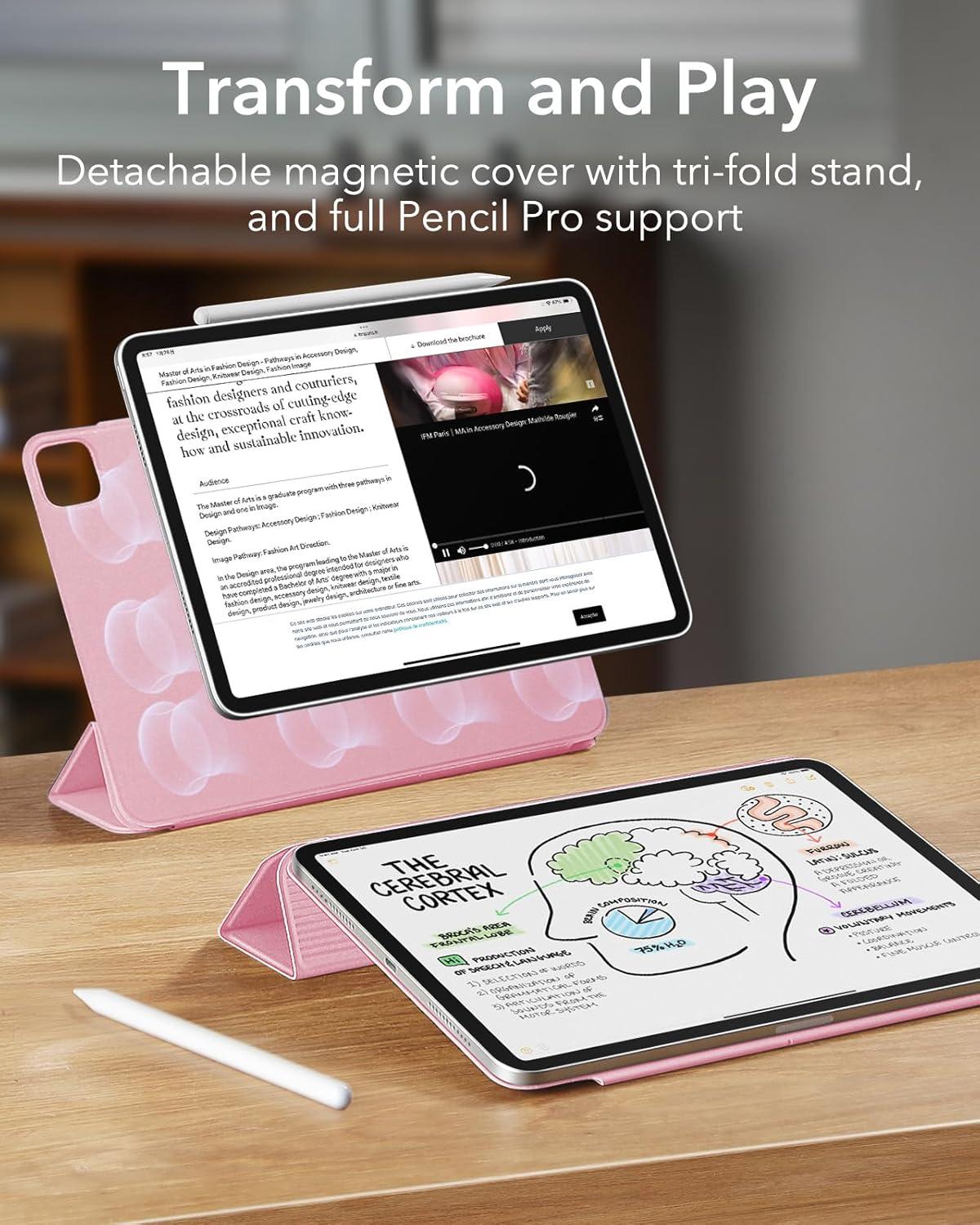 imageESR for iPad Pro 13 Inch Case M5M4 20252024 Powerful Magnetic Attachment Slim Trifold Stand Case Supports Pencil Pro amp PencilUSBC Auto WakeSleep Rebound Series GreenPink