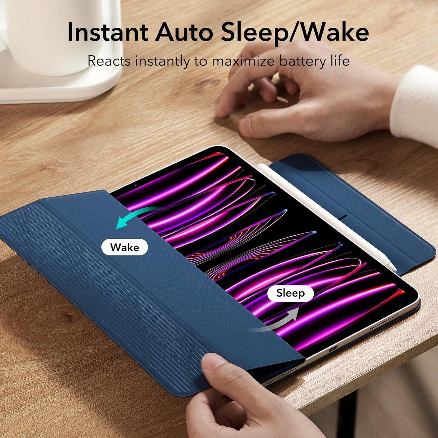imageESR for iPad Pro 13 Inch Case M5M4 20252024 Powerful Magnetic Attachment Slim Trifold Stand Case Supports Pencil Pro amp PencilUSBC Auto WakeSleep Rebound Series GreenNavy Blue