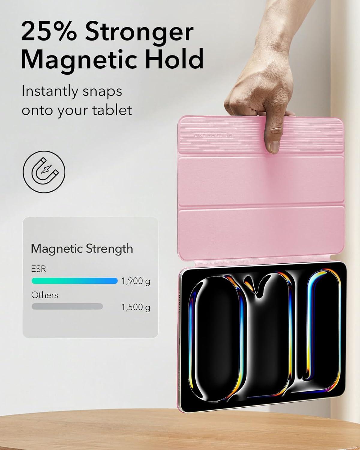 imageESR for iPad Pro 13 Inch Case M5M4 20252024 Powerful Magnetic Attachment Slim Trifold Stand Case Supports Pencil Pro amp PencilUSBC Auto WakeSleep Rebound Series GreenPink
