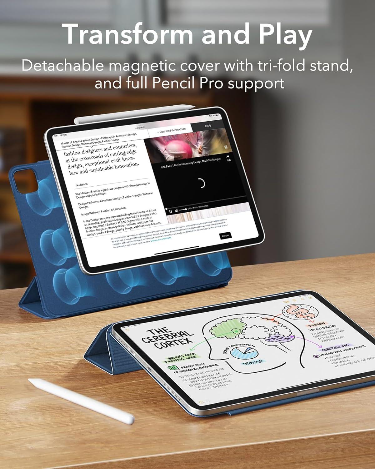 imageESR for iPad Pro 13 Inch Case M5M4 20252024 Powerful Magnetic Attachment Slim Trifold Stand Case Supports Pencil Pro amp PencilUSBC Auto WakeSleep Rebound Series GreenNavy Blue