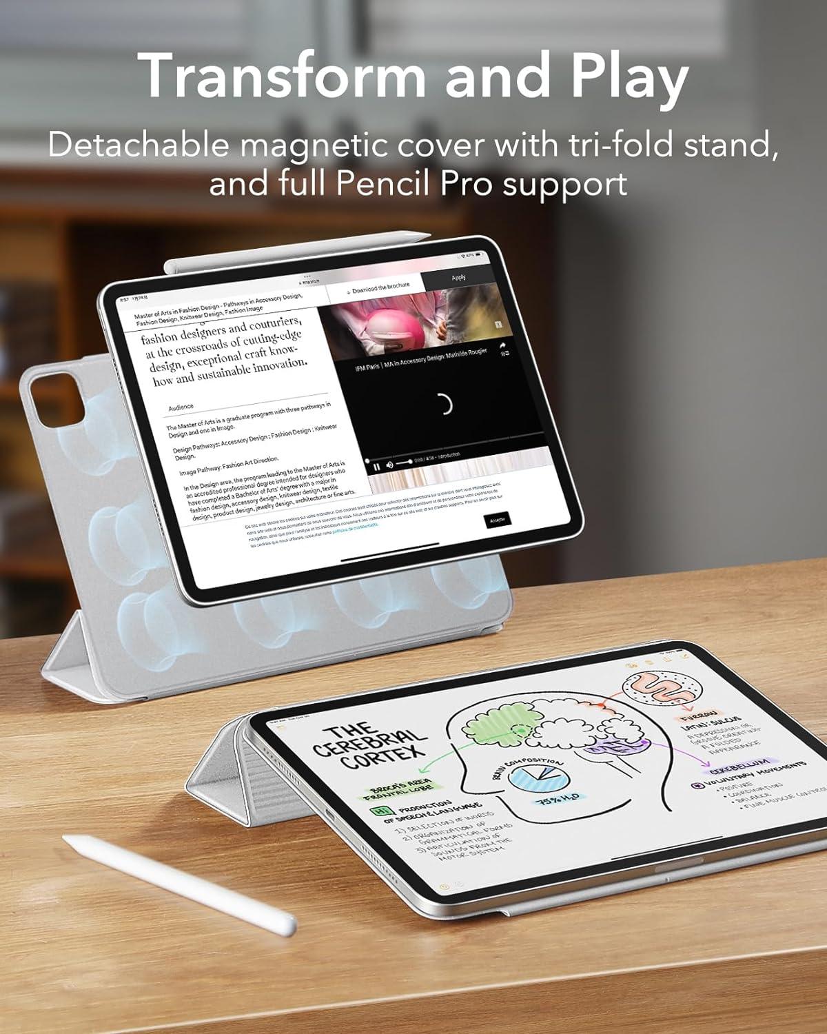 imageESR for iPad Pro 13 Inch Case M5M4 20252024 Powerful Magnetic Attachment Slim Trifold Stand Case Supports Pencil Pro amp PencilUSBC Auto WakeSleep Rebound Series GreenBrilliant White