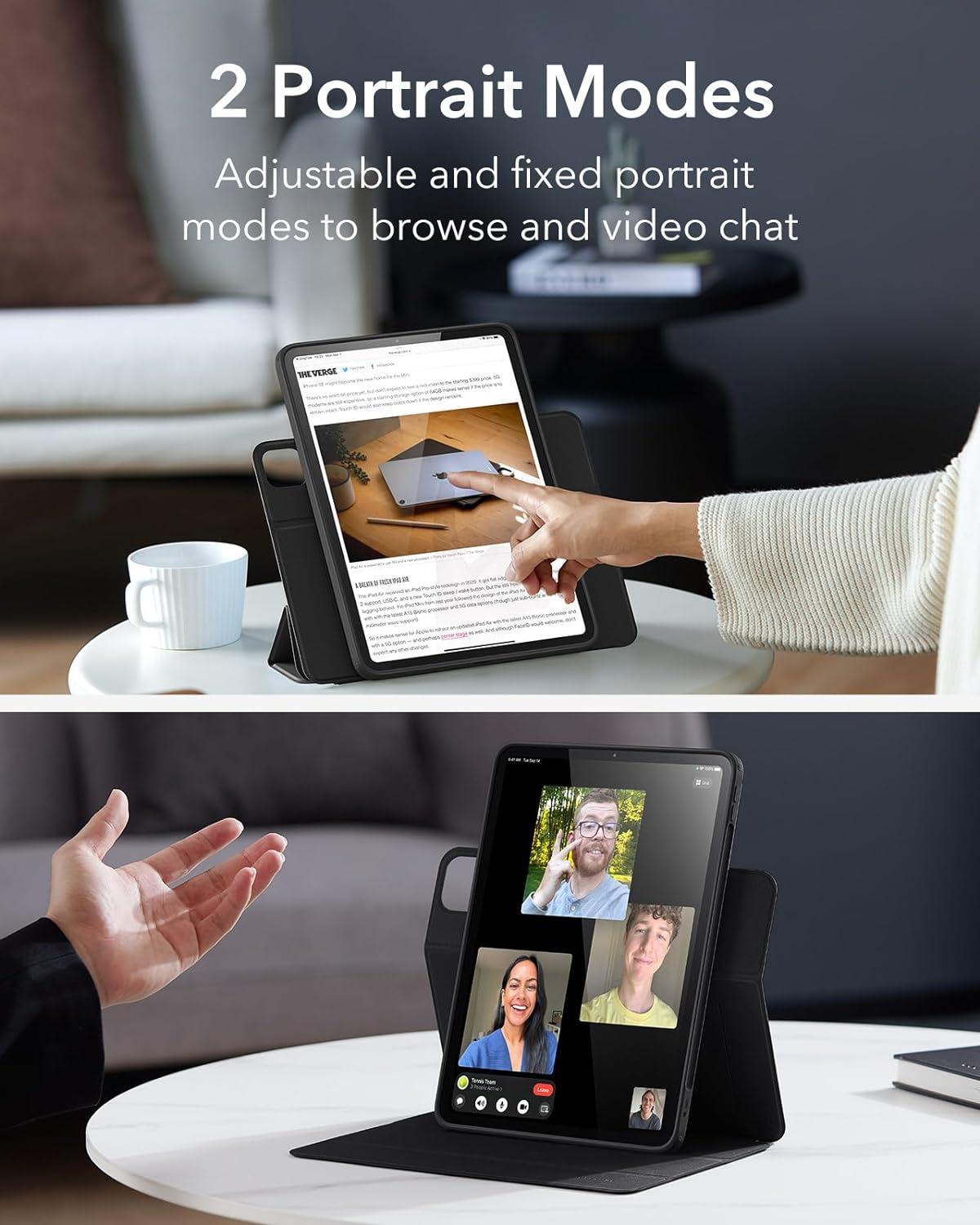 imageESR for iPad Pro 13 Inch Case M5M4 20252024 Removable Magnetic Cover Vertical Stand Fully Supports Pencil Pro and PencilUSBC Rebound 360 Series GreyBlack