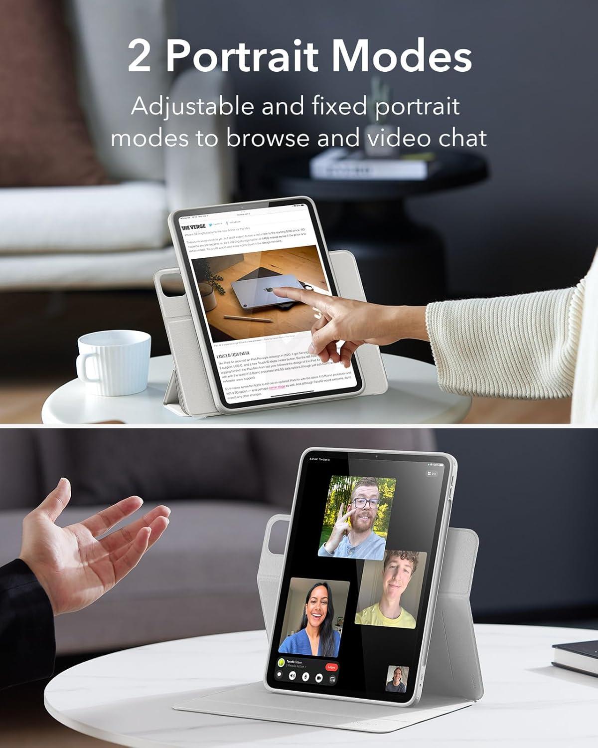 imageESR for iPad Pro 13 Inch Case M5M4 20252024 Removable Magnetic Cover Vertical Stand Fully Supports Pencil Pro and PencilUSBC Rebound 360 Series GreyBrilliant White