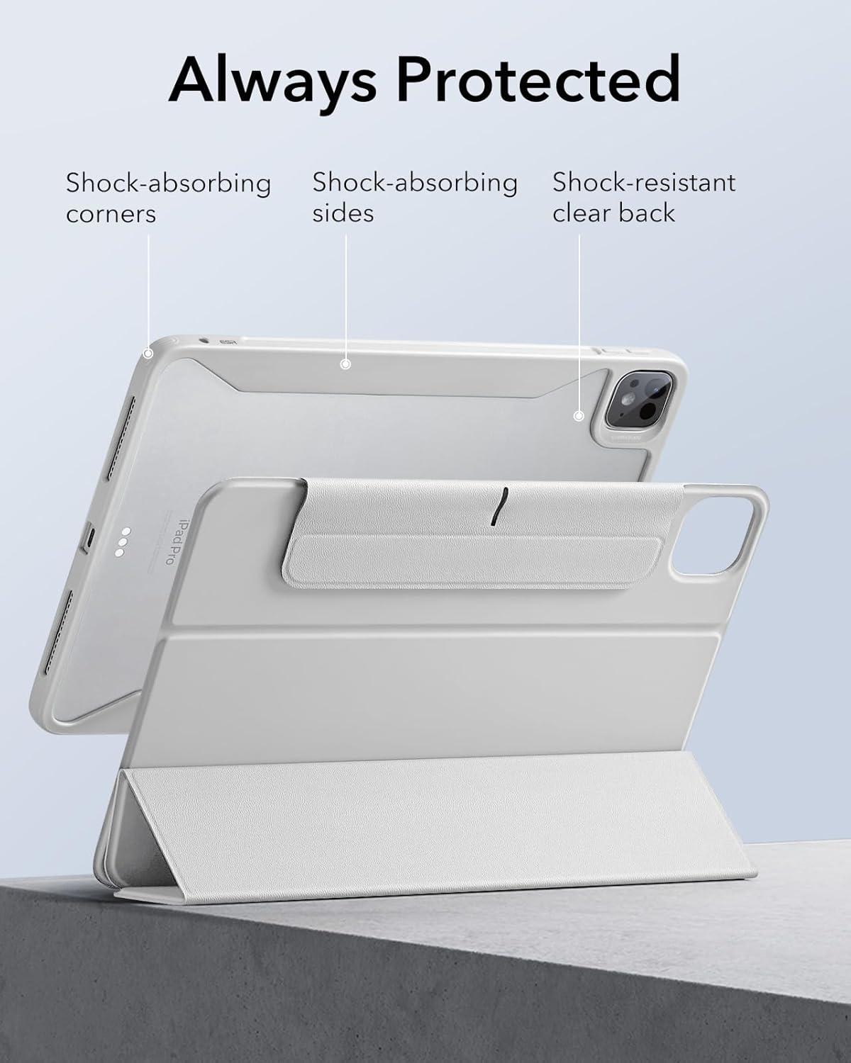 imageESR for iPad Pro 13 Inch Case M5M4 20252024 Removable Magnetic Cover Vertical Stand Fully Supports Pencil Pro and PencilUSBC Rebound 360 Series GreyBrilliant White