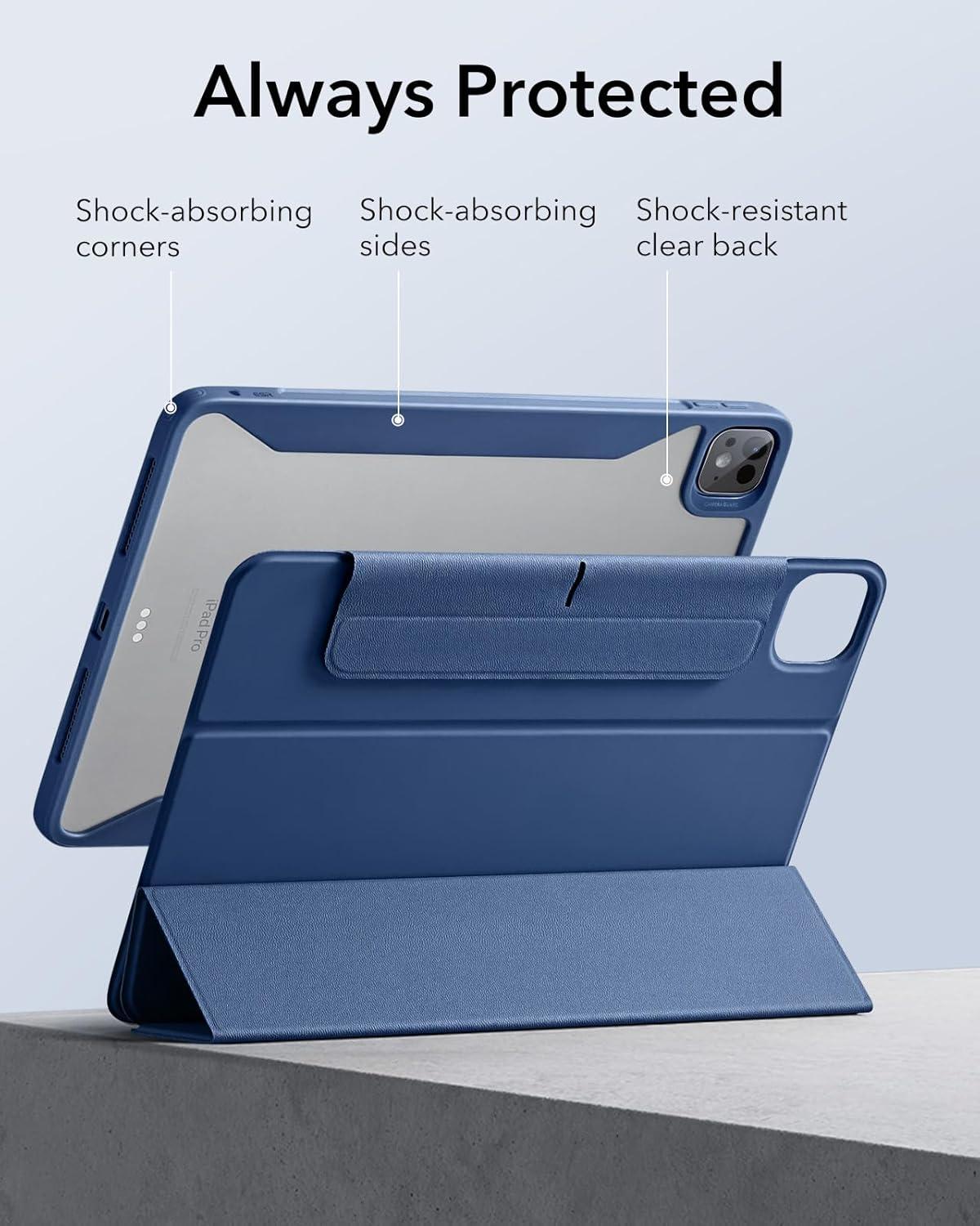 imageESR for iPad Pro 13 Inch Case M5M4 20252024 Removable Magnetic Cover Vertical Stand Fully Supports Pencil Pro and PencilUSBC Rebound 360 Series GreyDark Blue