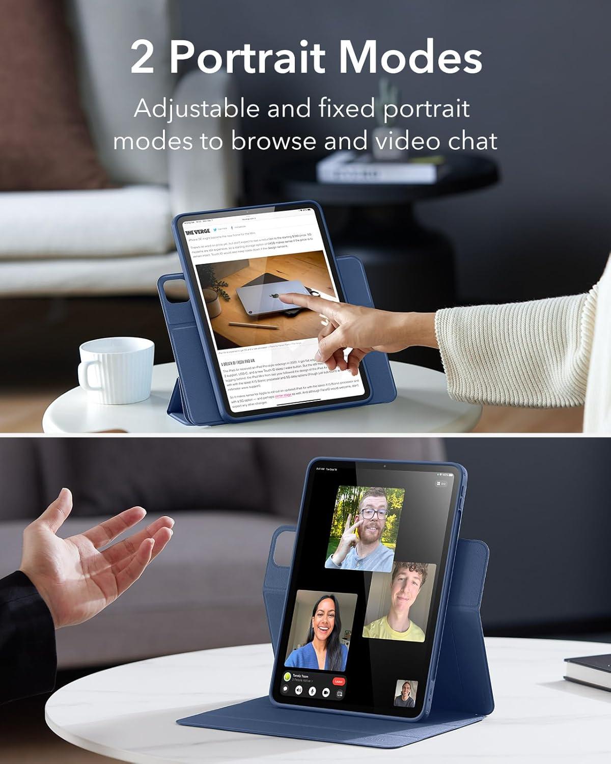 imageESR for iPad Pro 13 Inch Case M5M4 20252024 Removable Magnetic Cover Vertical Stand Fully Supports Pencil Pro and PencilUSBC Rebound 360 Series GreyDark Blue