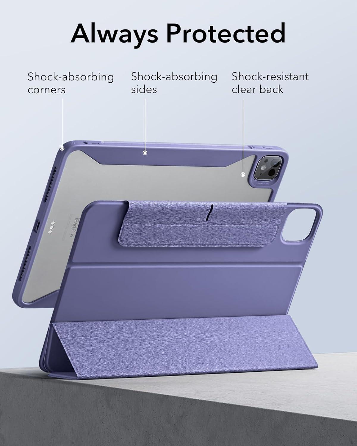 imageESR for iPad Pro 13 Inch Case M5M4 20252024 Removable Magnetic Cover Vertical Stand Fully Supports Pencil Pro and PencilUSBC Rebound 360 Series GreyLavender