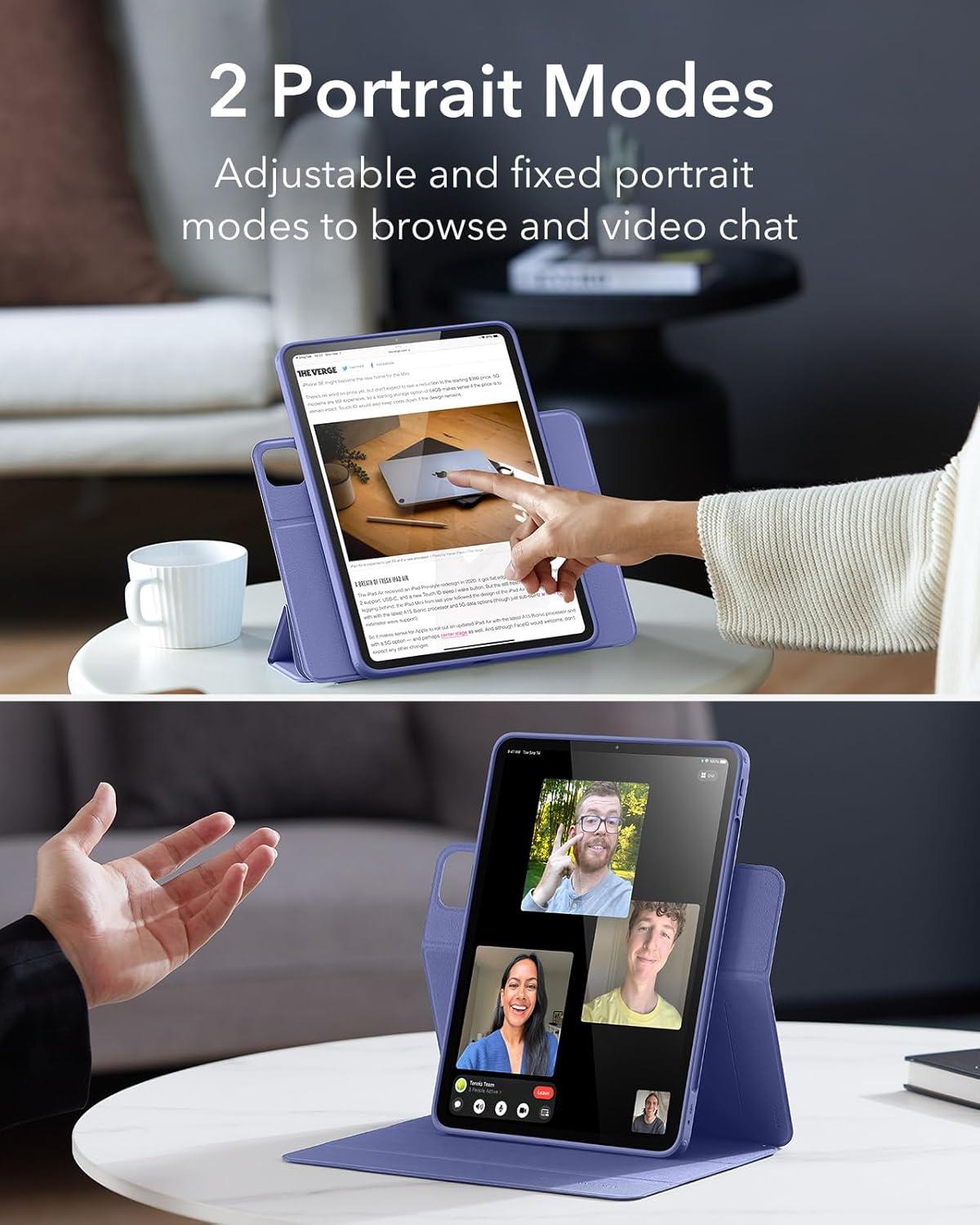 imageESR for iPad Pro 13 Inch Case M5M4 20252024 Removable Magnetic Cover Vertical Stand Fully Supports Pencil Pro and PencilUSBC Rebound 360 Series GreyLavender