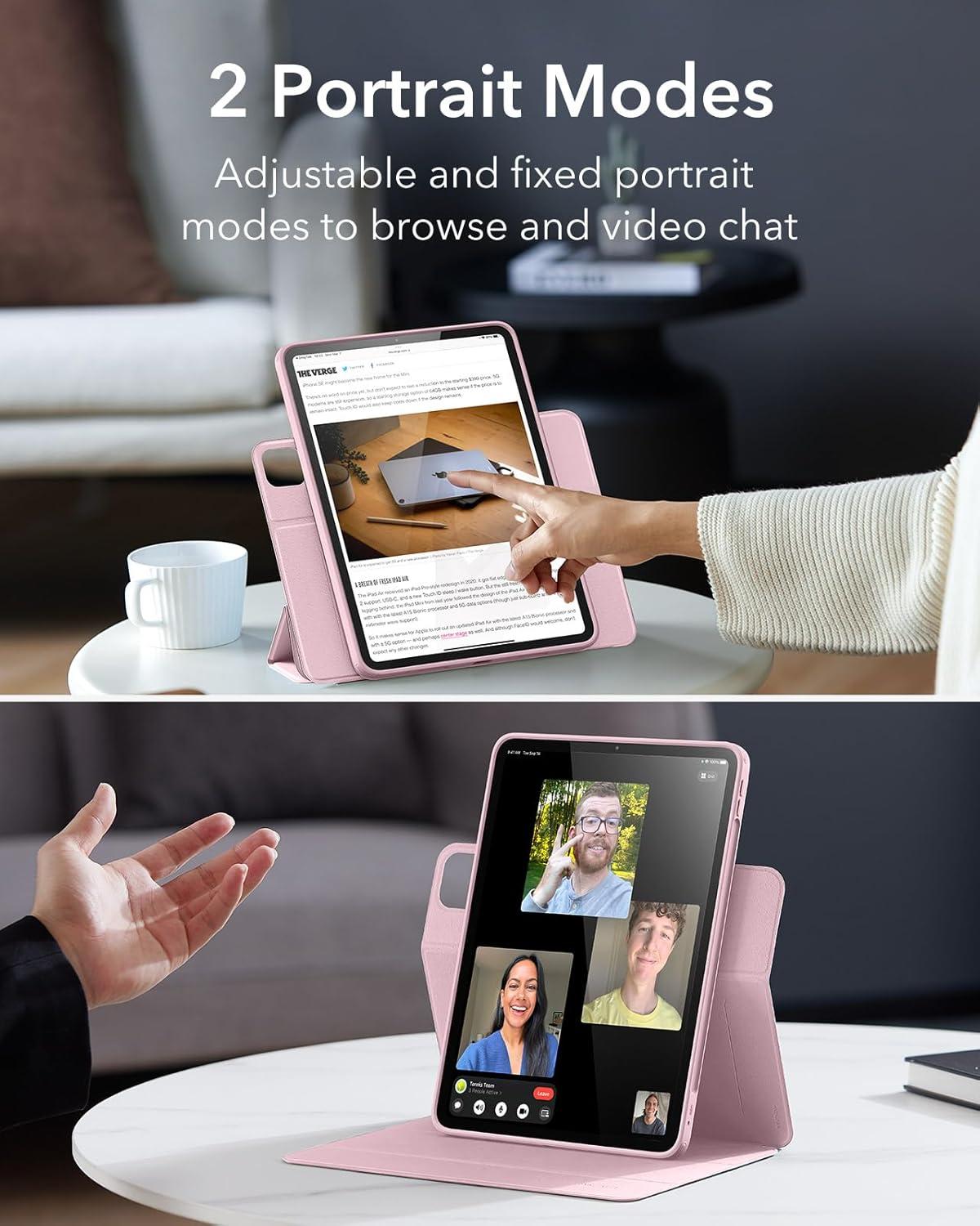 imageESR for iPad Pro 13 Inch Case M5M4 20252024 Removable Magnetic Cover Vertical Stand Fully Supports Pencil Pro and PencilUSBC Rebound 360 Series GreyPink