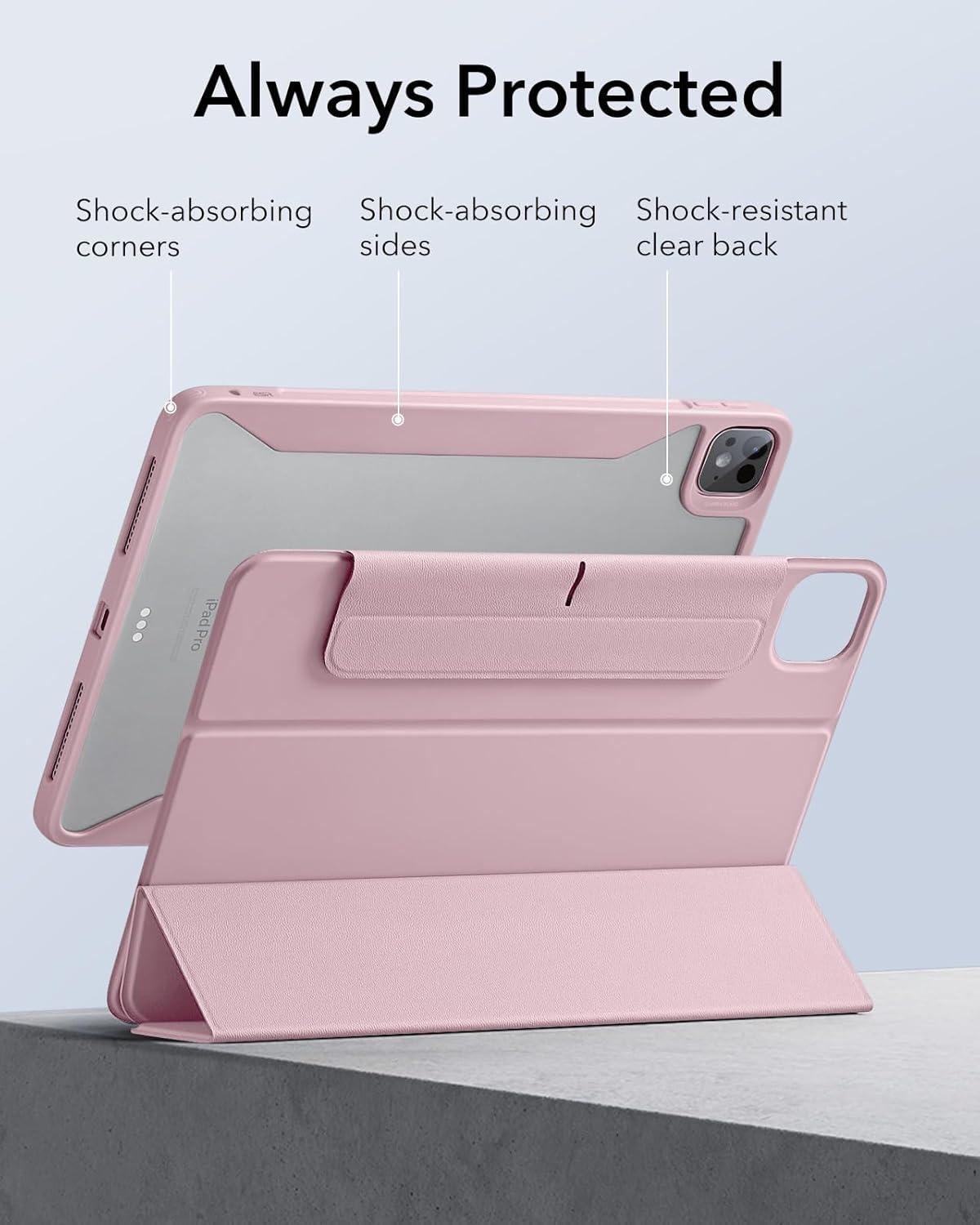 imageESR for iPad Pro 13 Inch Case M5M4 20252024 Removable Magnetic Cover Vertical Stand Fully Supports Pencil Pro and PencilUSBC Rebound 360 Series GreyPink