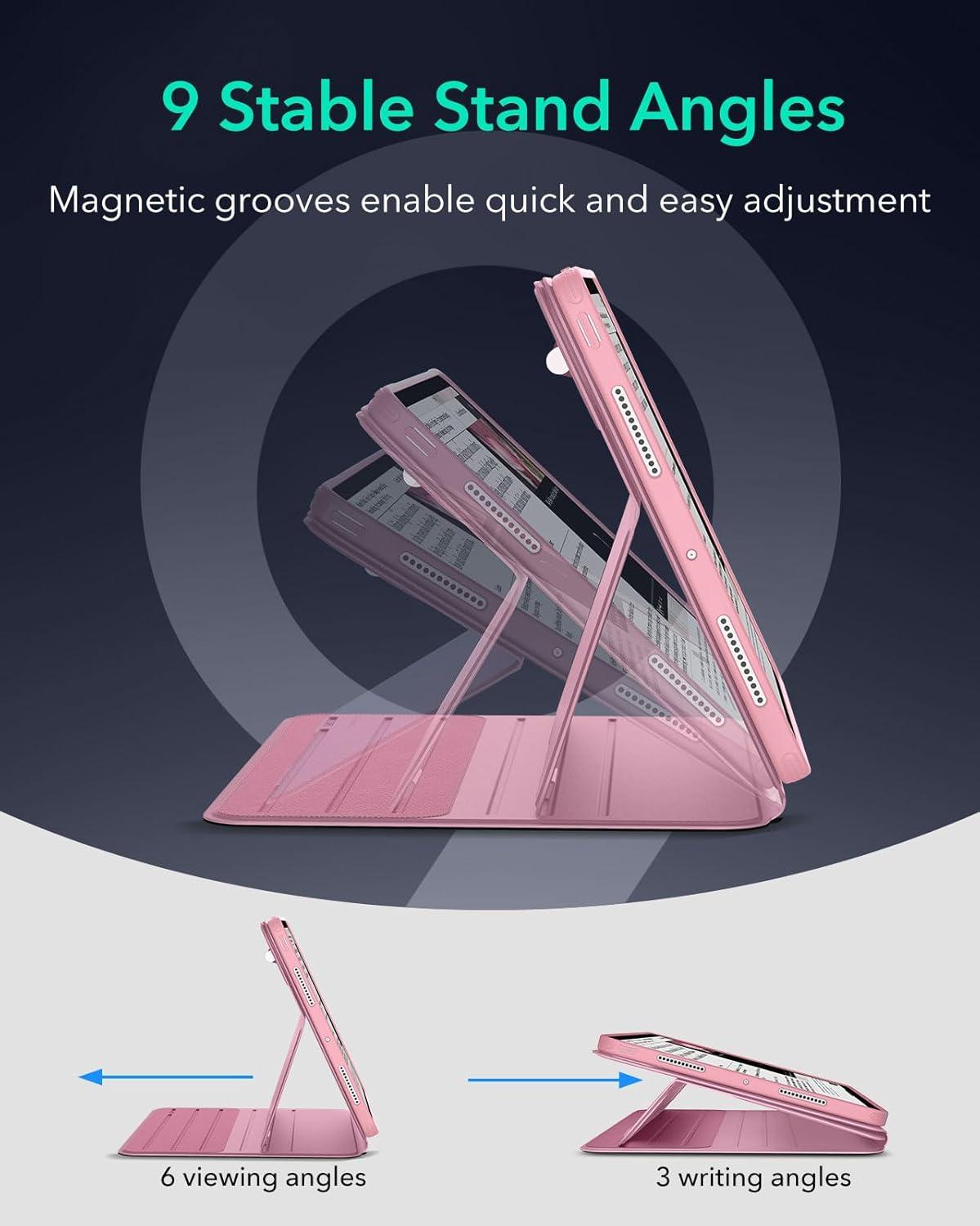 imageESR for iPad Pro 13 Inch Case M5M4 20252024 Rotating Case with Removable Magnetic Cover Adjustable PortraitLandscape Stand 9 Standing Angles Shift Series BrownPink