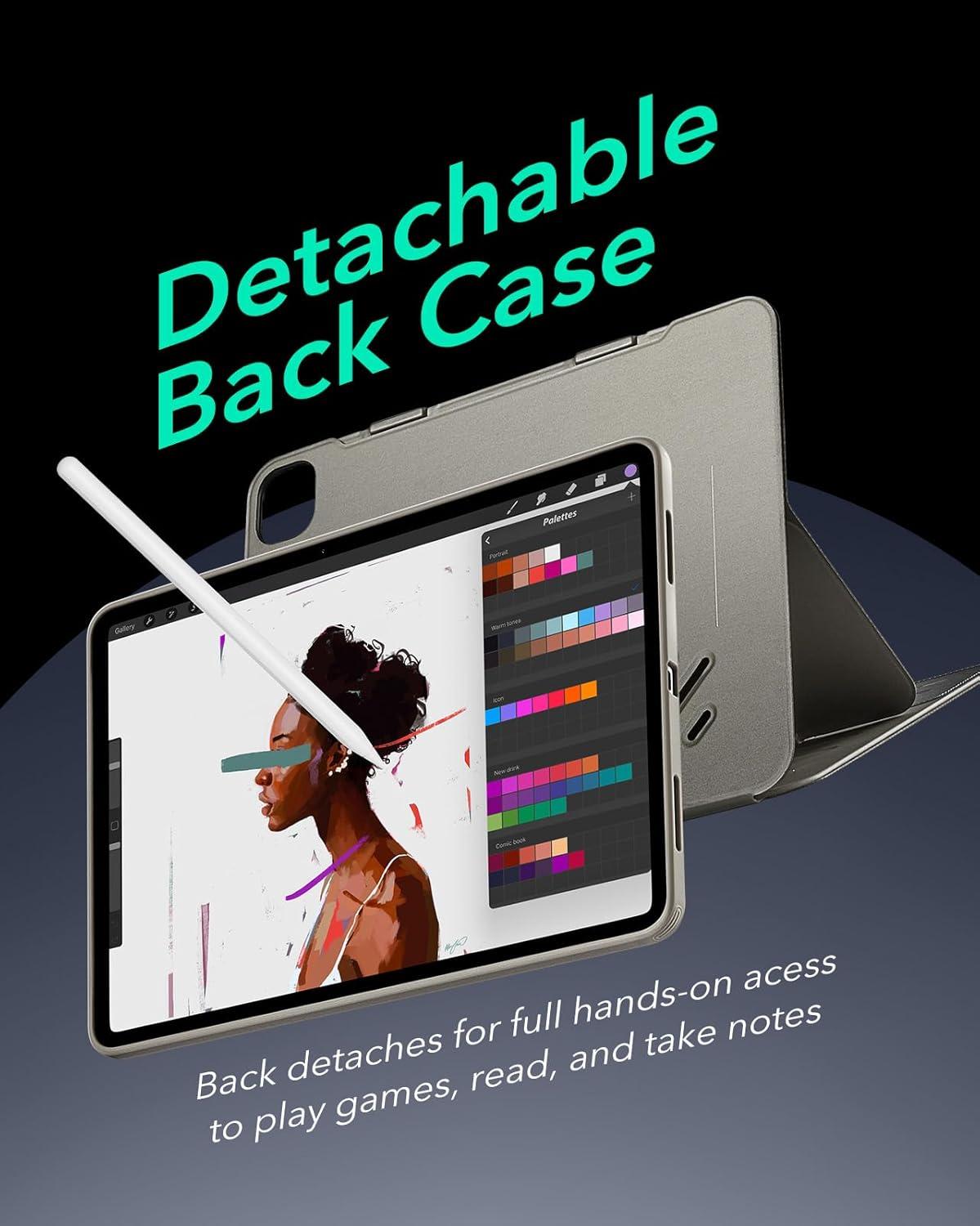 imageESR for iPad Pro 13 Inch Case M5M4 20252024 Rotating Case with Removable Magnetic Cover Adjustable PortraitLandscape Stand 9 Standing Angles Shift Series BrownTitanium