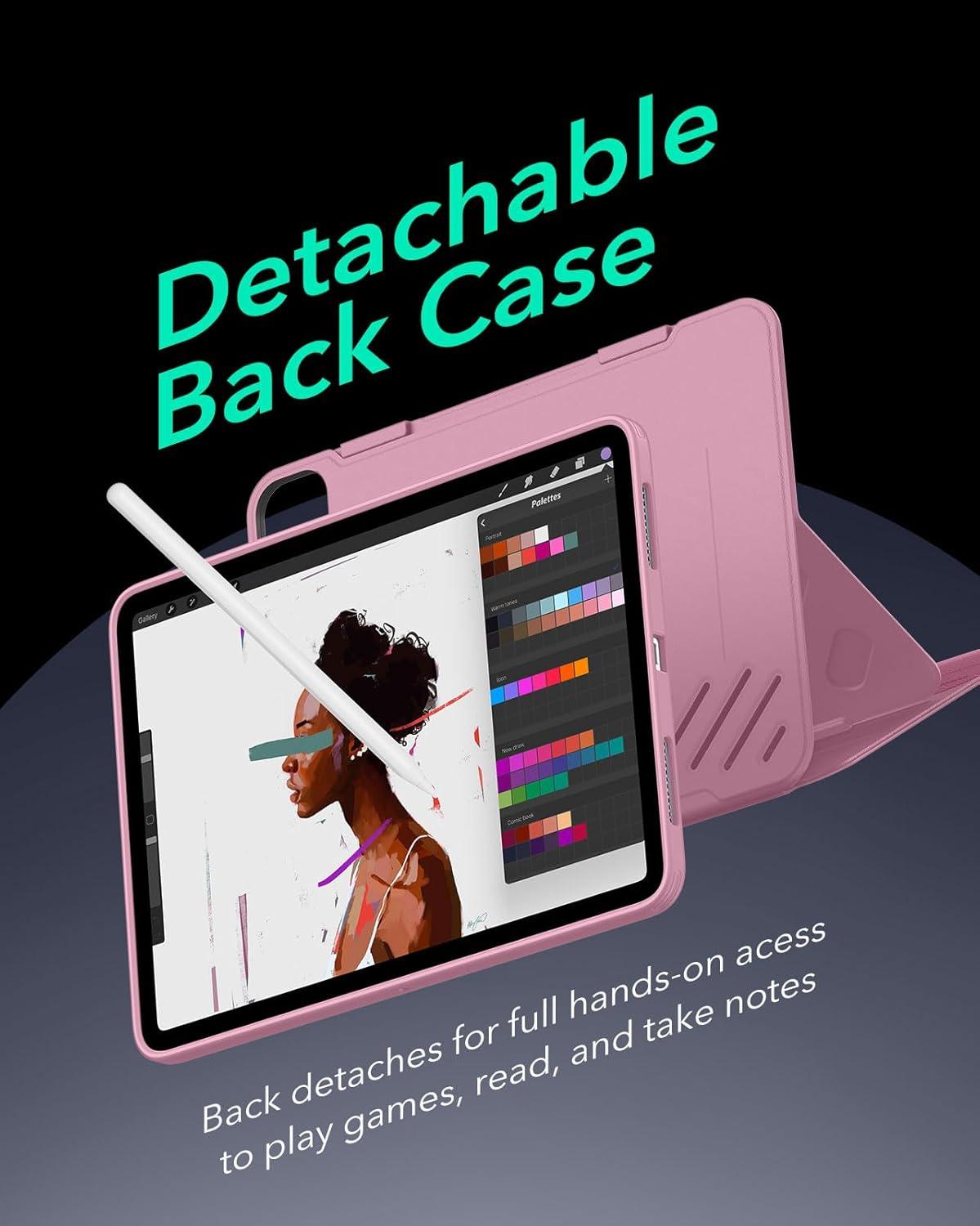 imageESR for iPad Pro 13 Inch Case M5M4 20252024 Rotating Case with Removable Magnetic Cover Adjustable PortraitLandscape Stand 9 Standing Angles Shift Series BrownPink