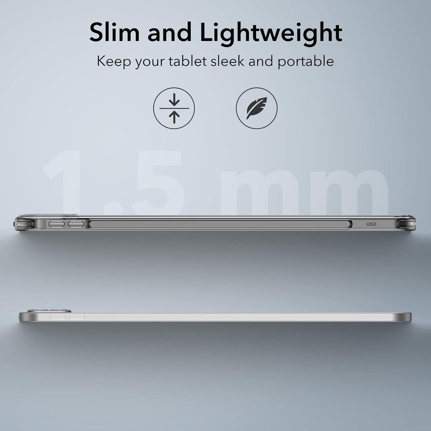 imageESR for iPad Pro 13 Inch Case M5M4 20252024 Thin and Lightweight Shock and Drop Protection Yellowing Resistant Hard Back Supports Pencil Pro and PencilUSBC Classic Series ClearClear Black